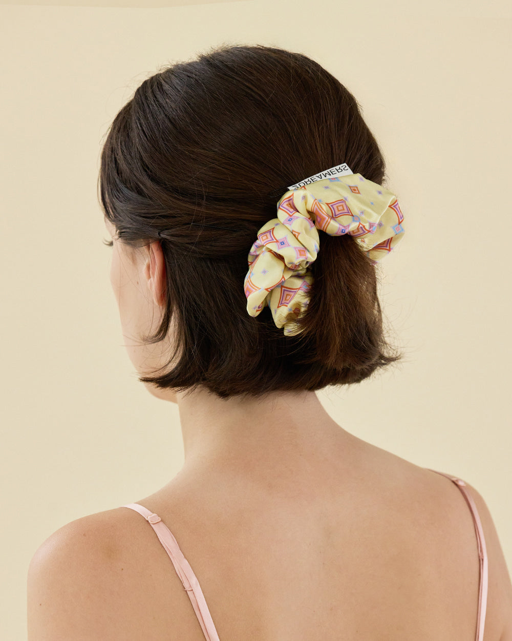 AMBER GRID SILK SCRUNCHIE_YELLOW
