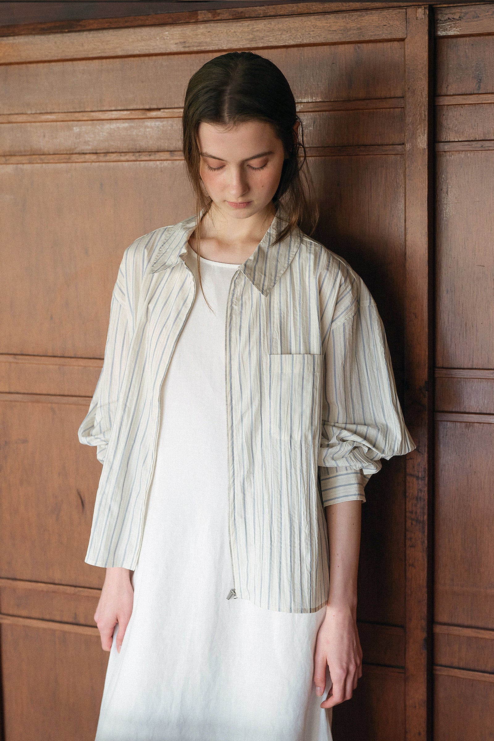 PONS STRIPE ZIP-UP_STRIPE BLUE