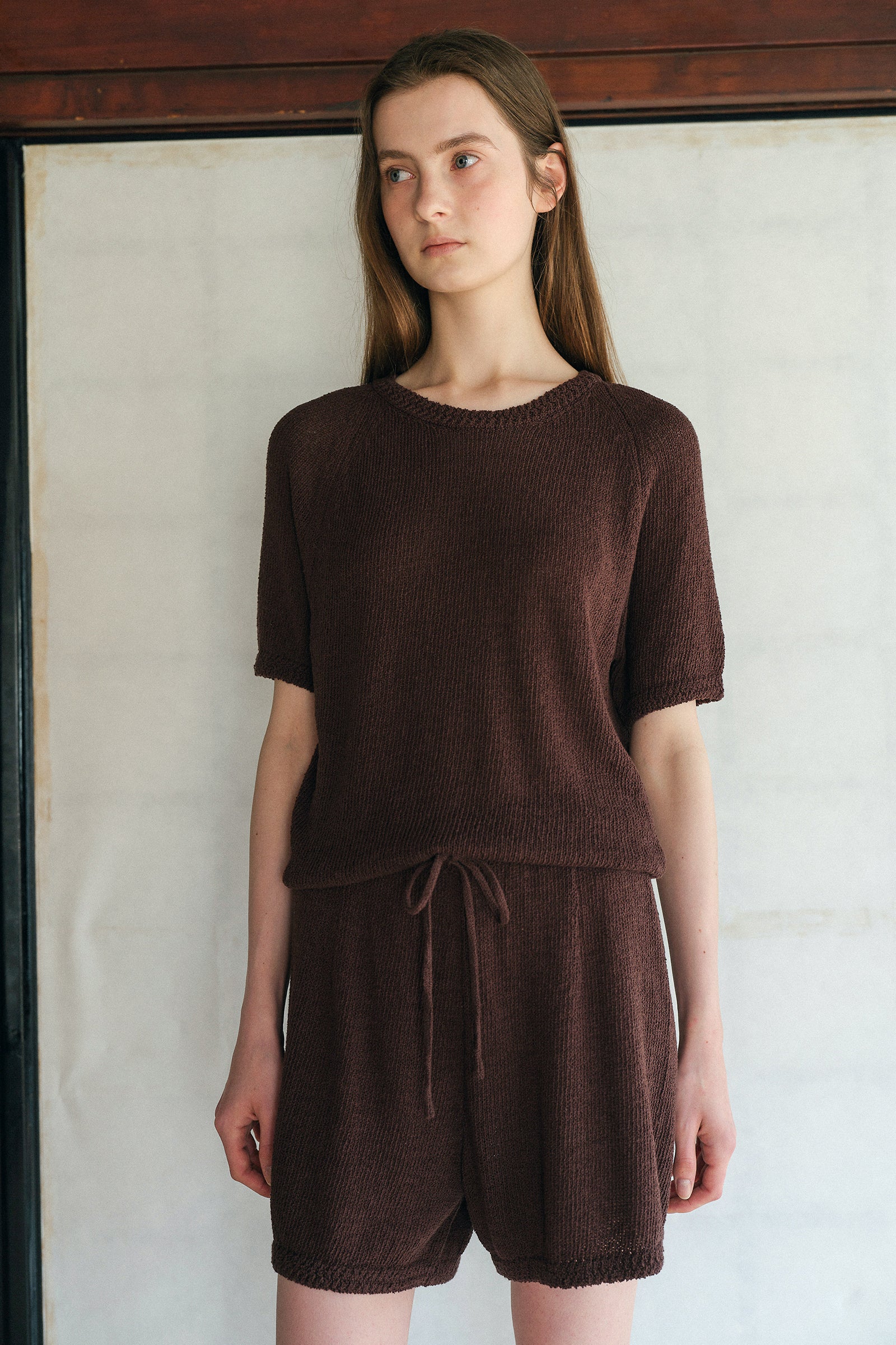 HARRIETTE KNIT SHORTS_BROWN
