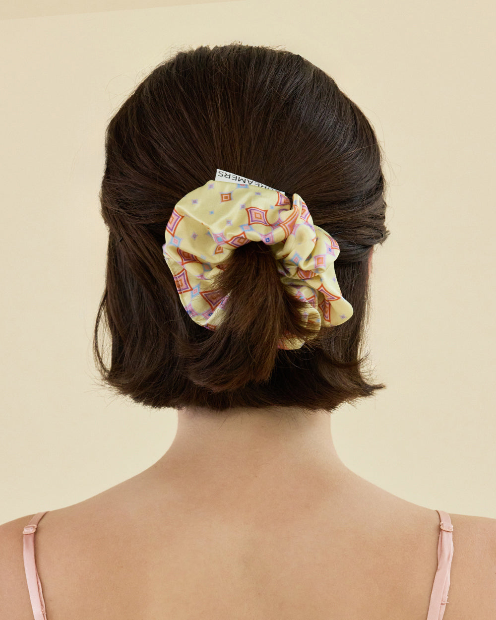 AMBER GRID SILK SCRUNCHIE_YELLOW