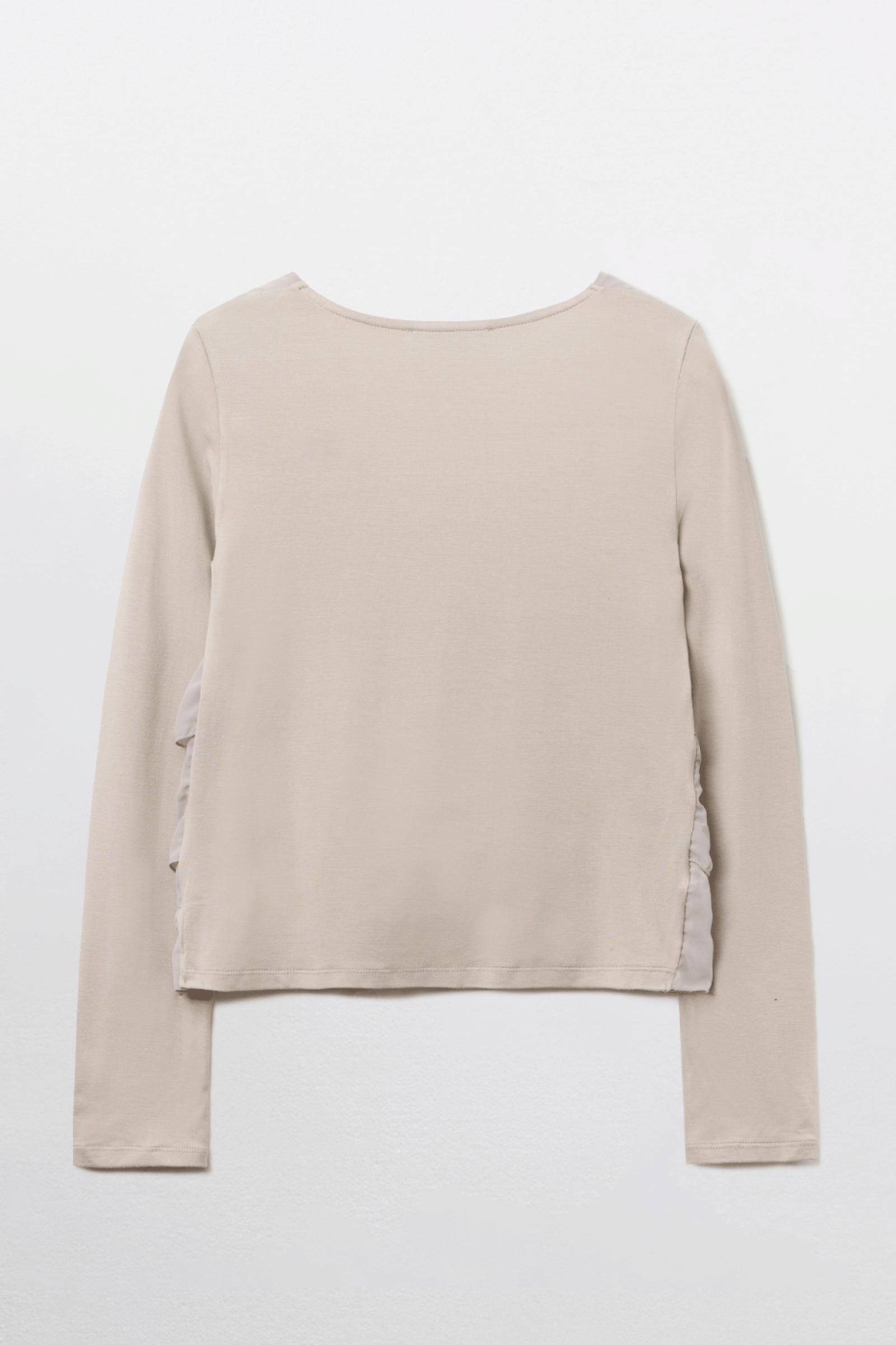 TIERED RUFFLE LONG SLEEVE TOP_BEIGE