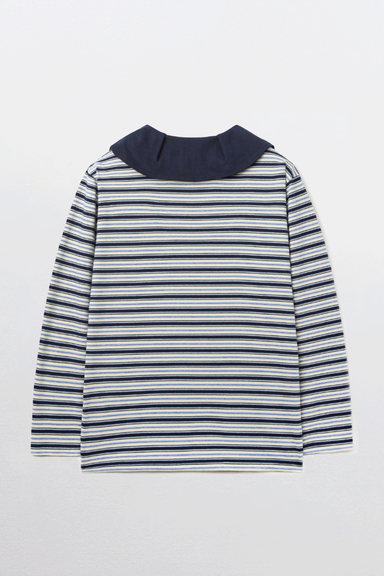 STRIPE BIG COLLAR TOP_NAVY