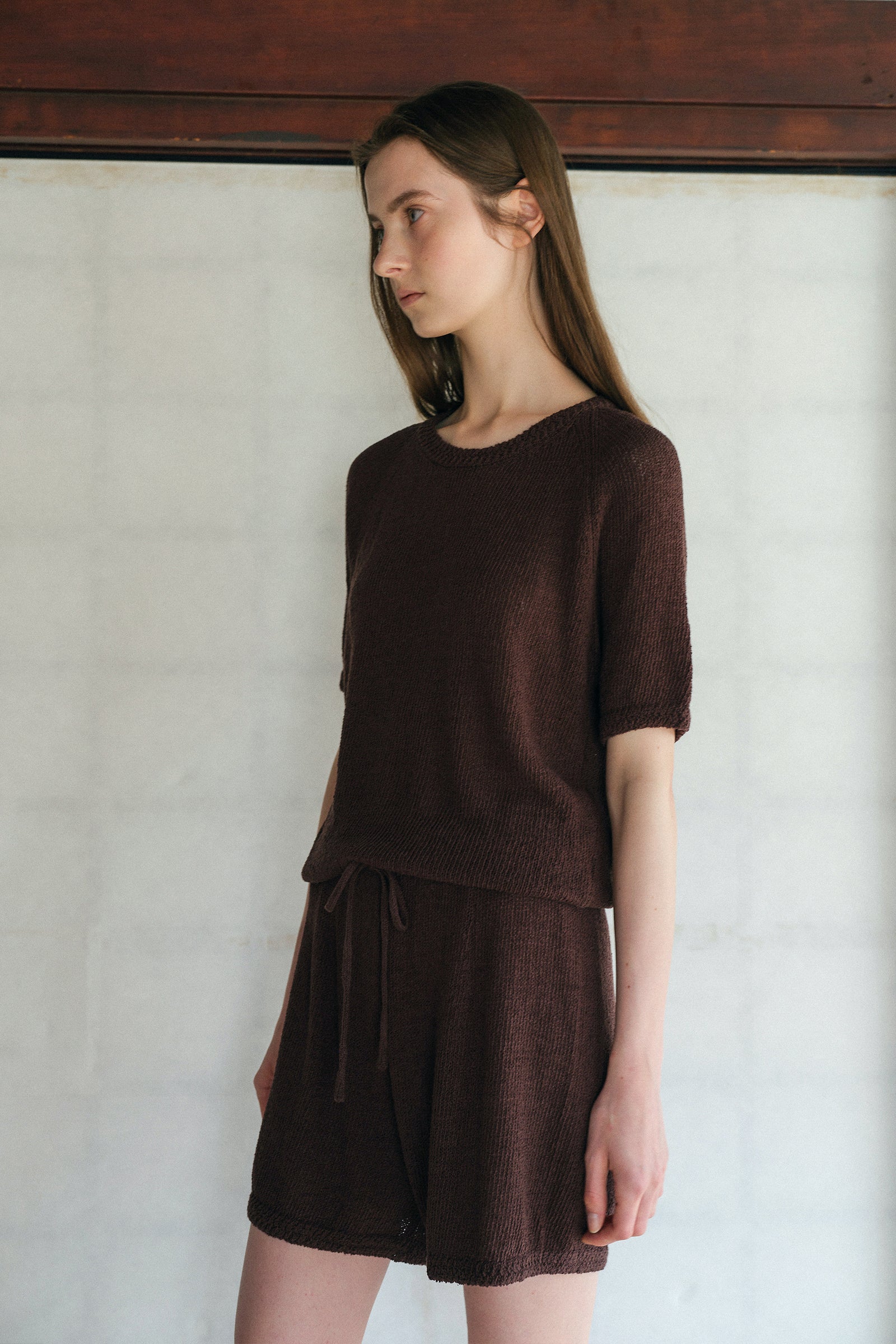 HARRIETTE KNIT SHORTS_BROWN