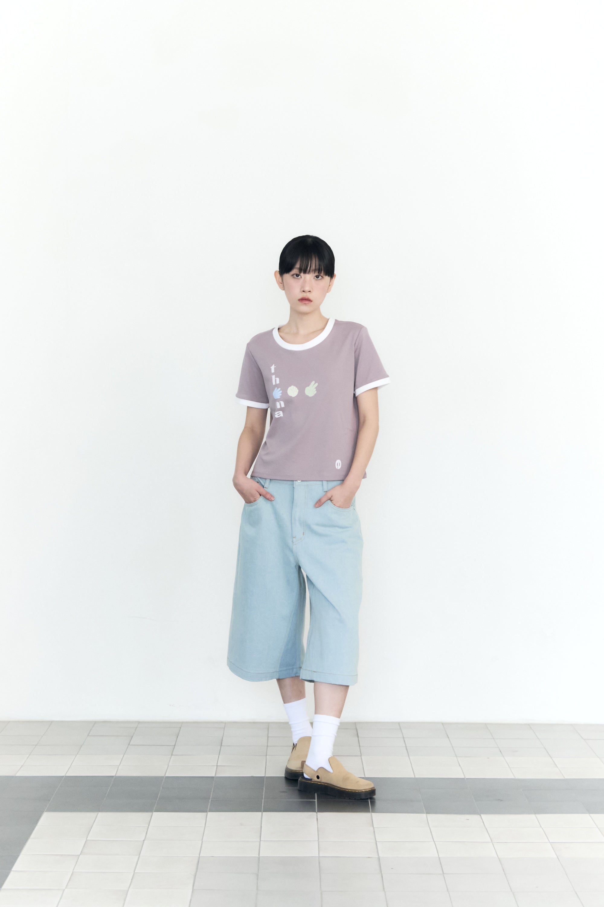 CHECK POCKET STRAIGHT CAPRI PANTS_LIGHT BLUE