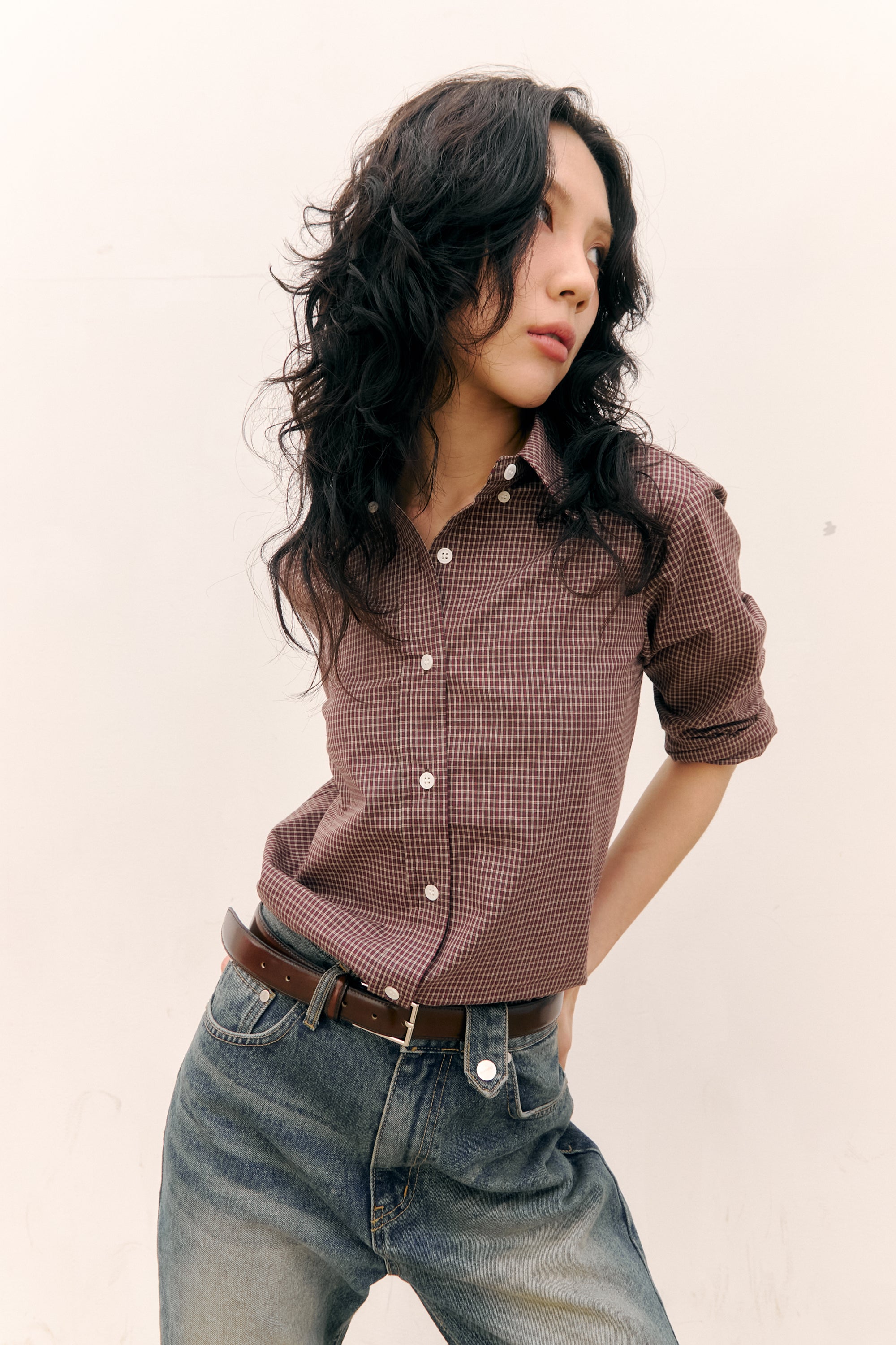 ROLL UP CHECK SHIRTS_RED