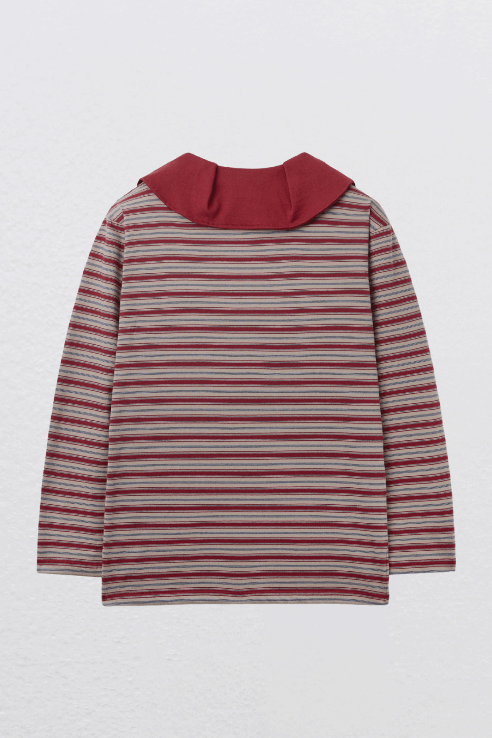 STRIPE BIG COLLAR TOP_BURGUNDY