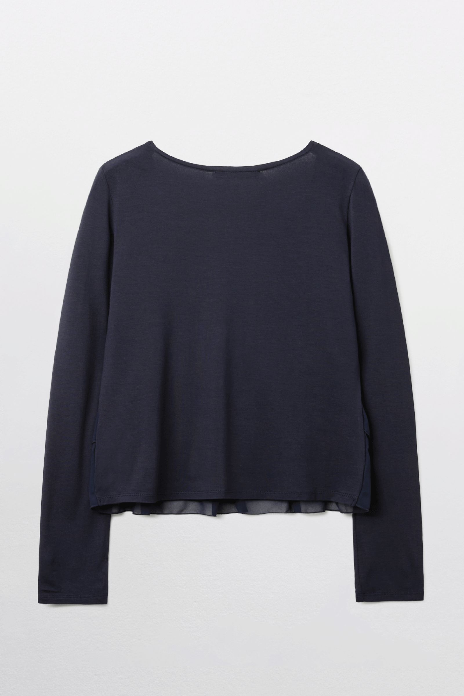TIERED RUFFLE LONG SLEEVE TOP_NAVY