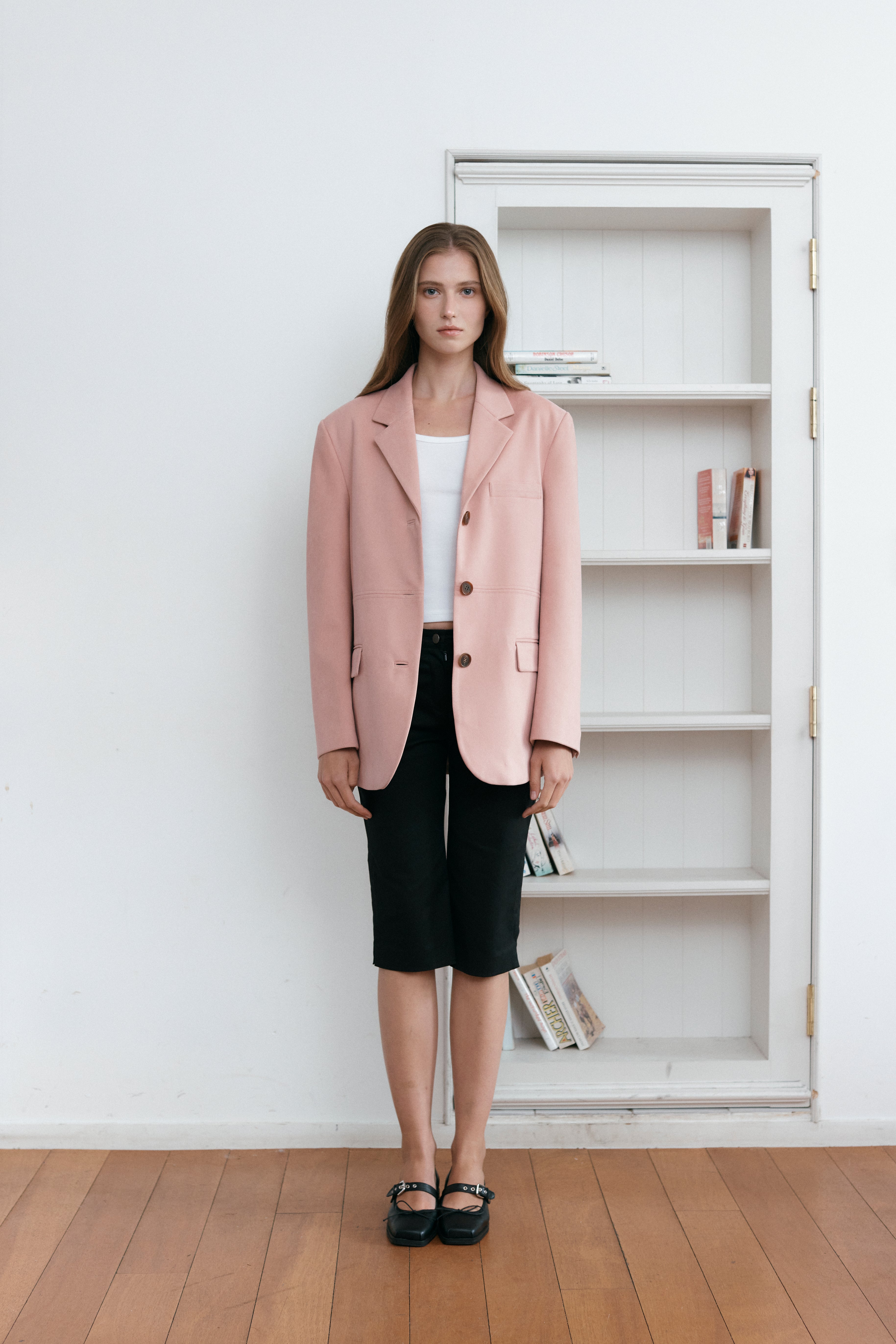 STITCH SUEDE JACKET_PINK