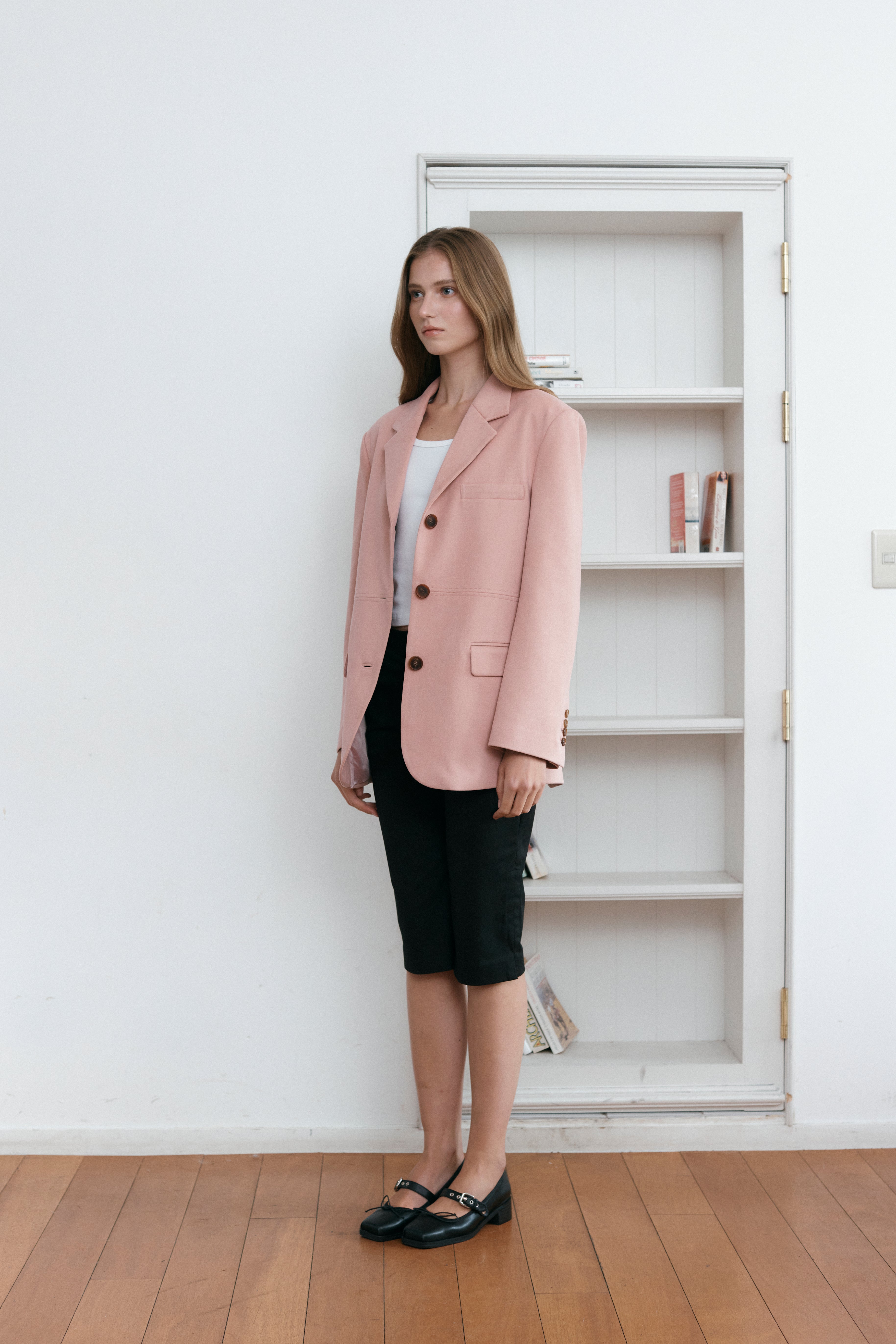 STITCH SUEDE JACKET_PINK