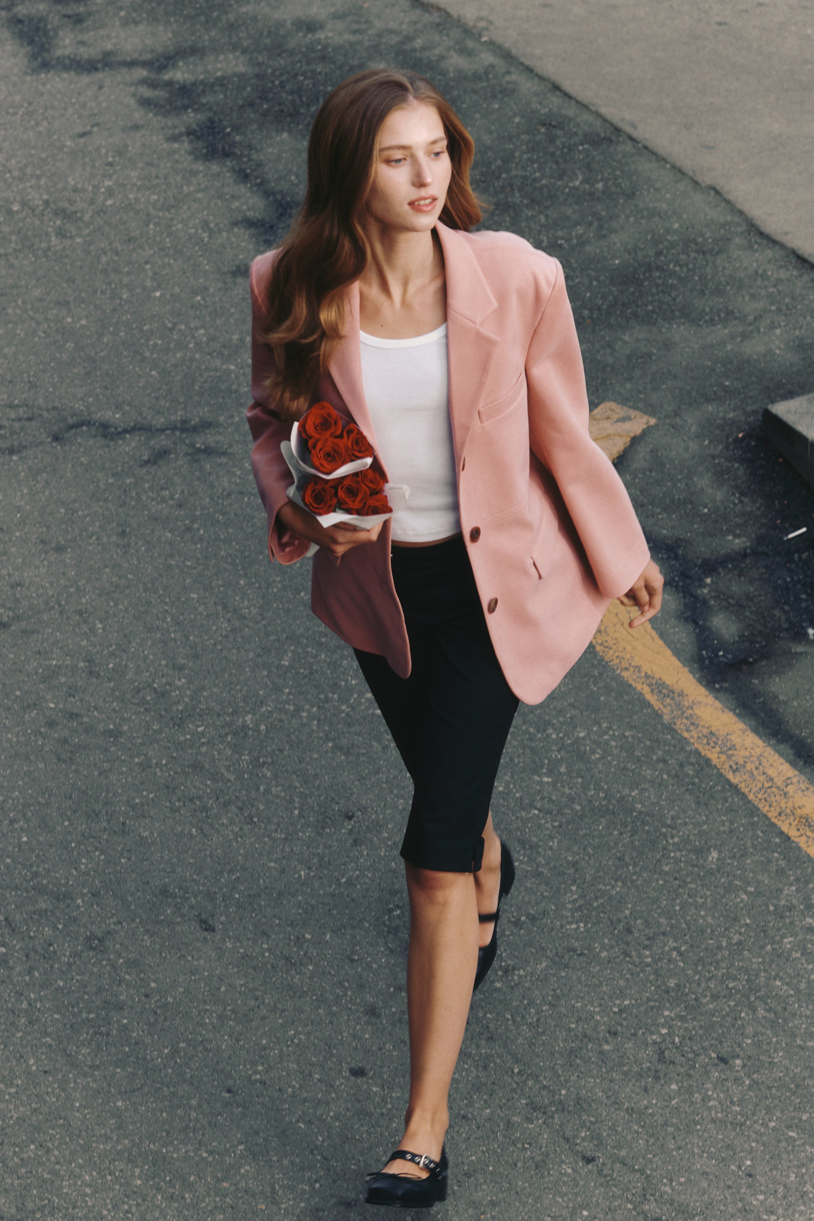 STITCH SUEDE JACKET_PINK