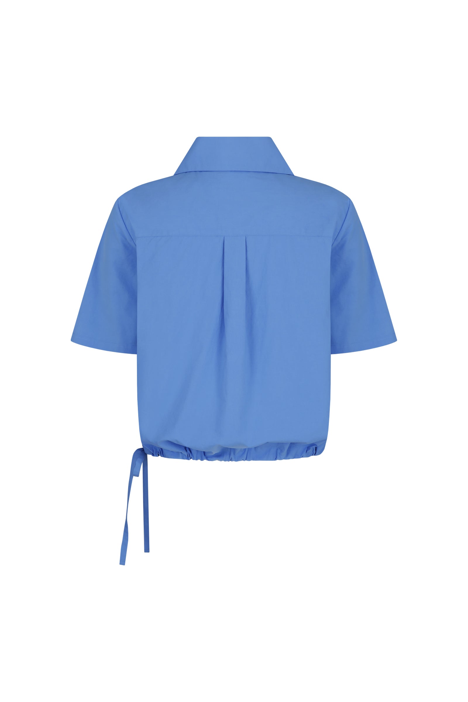 ASYMMETRY COLLAR POLO CROP SHIRT_BLUE
