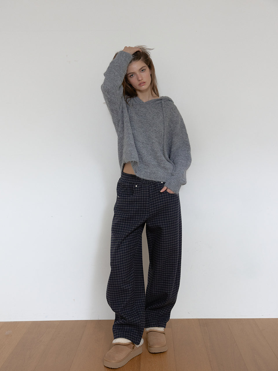 AS BASIC WOOL KNIT HOODY_CHARCOAL