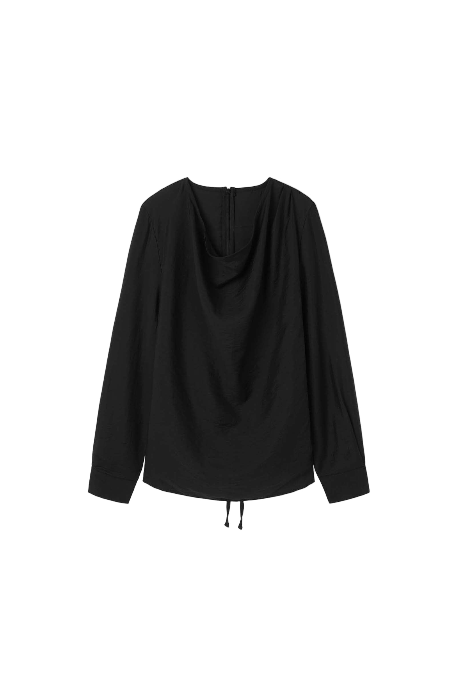 COWL TUCKED BLOUSE_BLACK