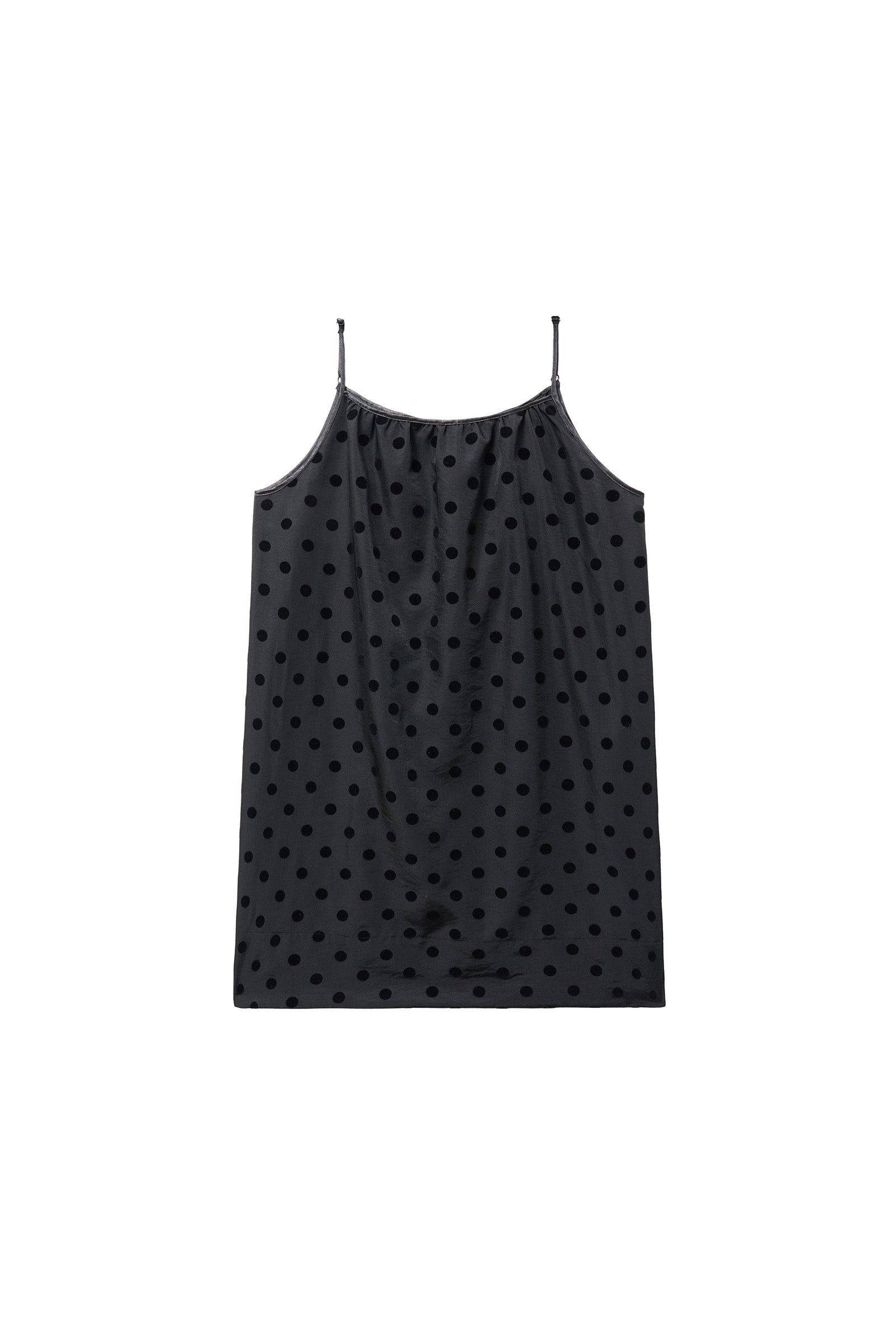 FLOCKING DOT MINI DRESS_BLACK