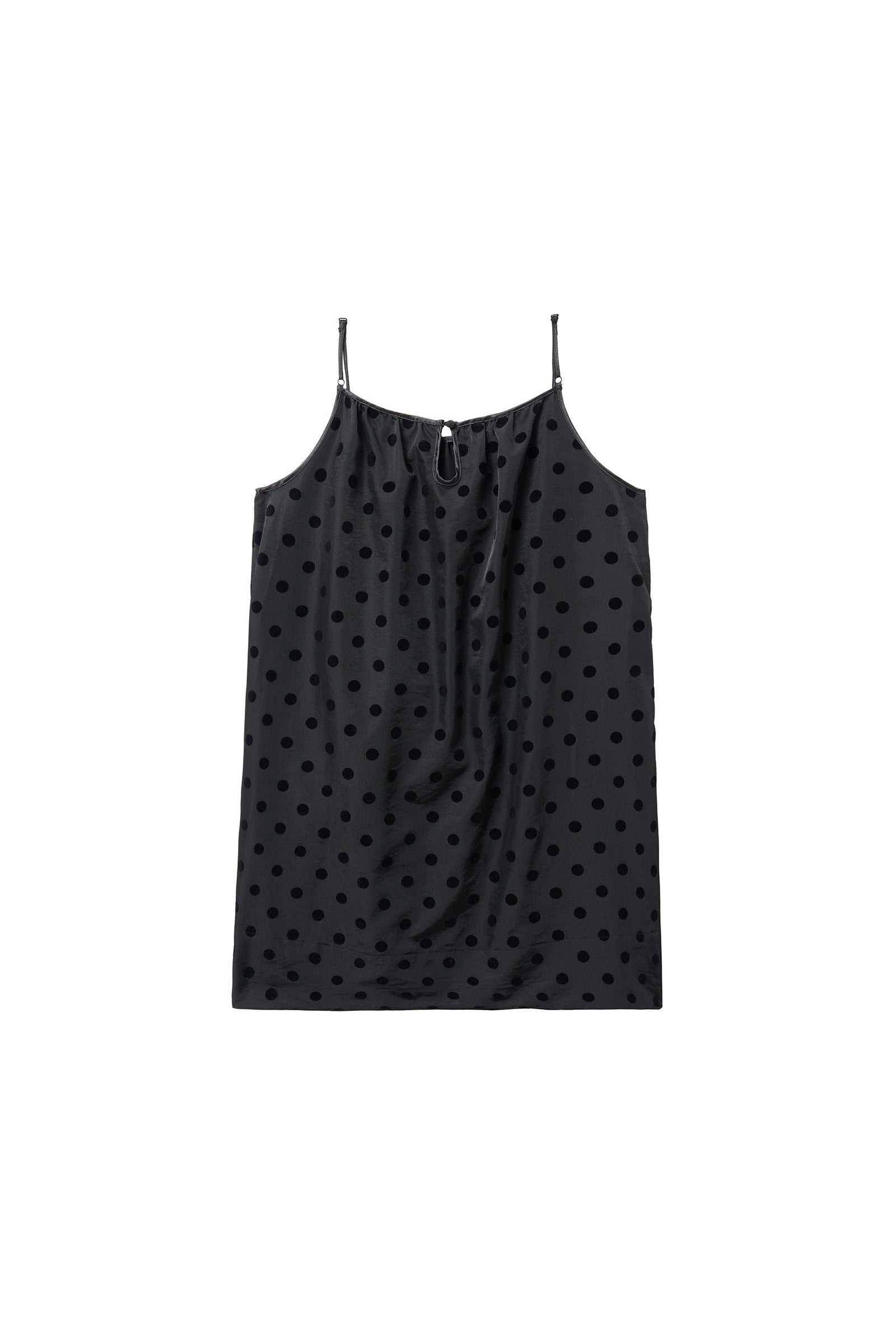 FLOCKING DOT MINI DRESS_BLACK