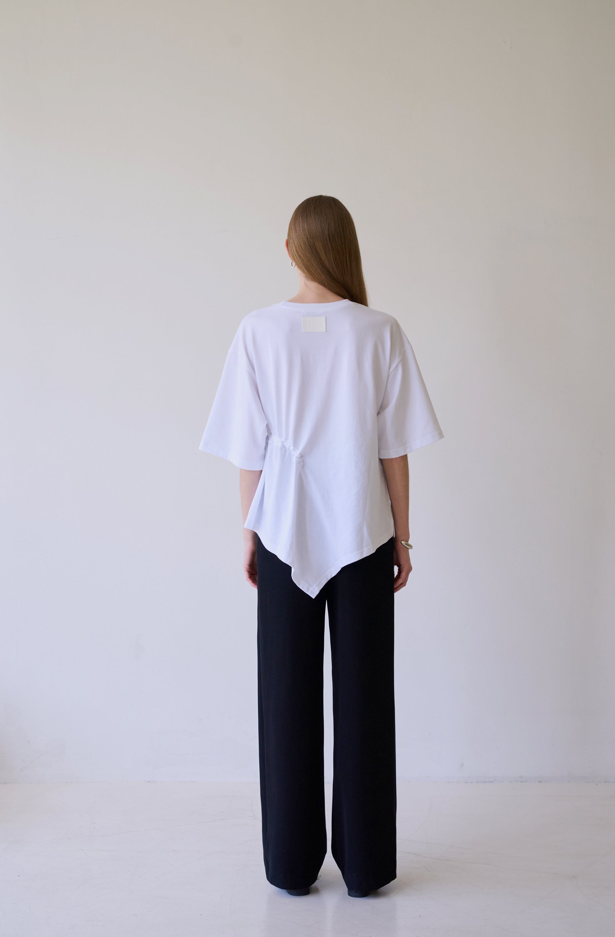 UNBALANCE DRAWSTIRING T-SHIRT_WHITE