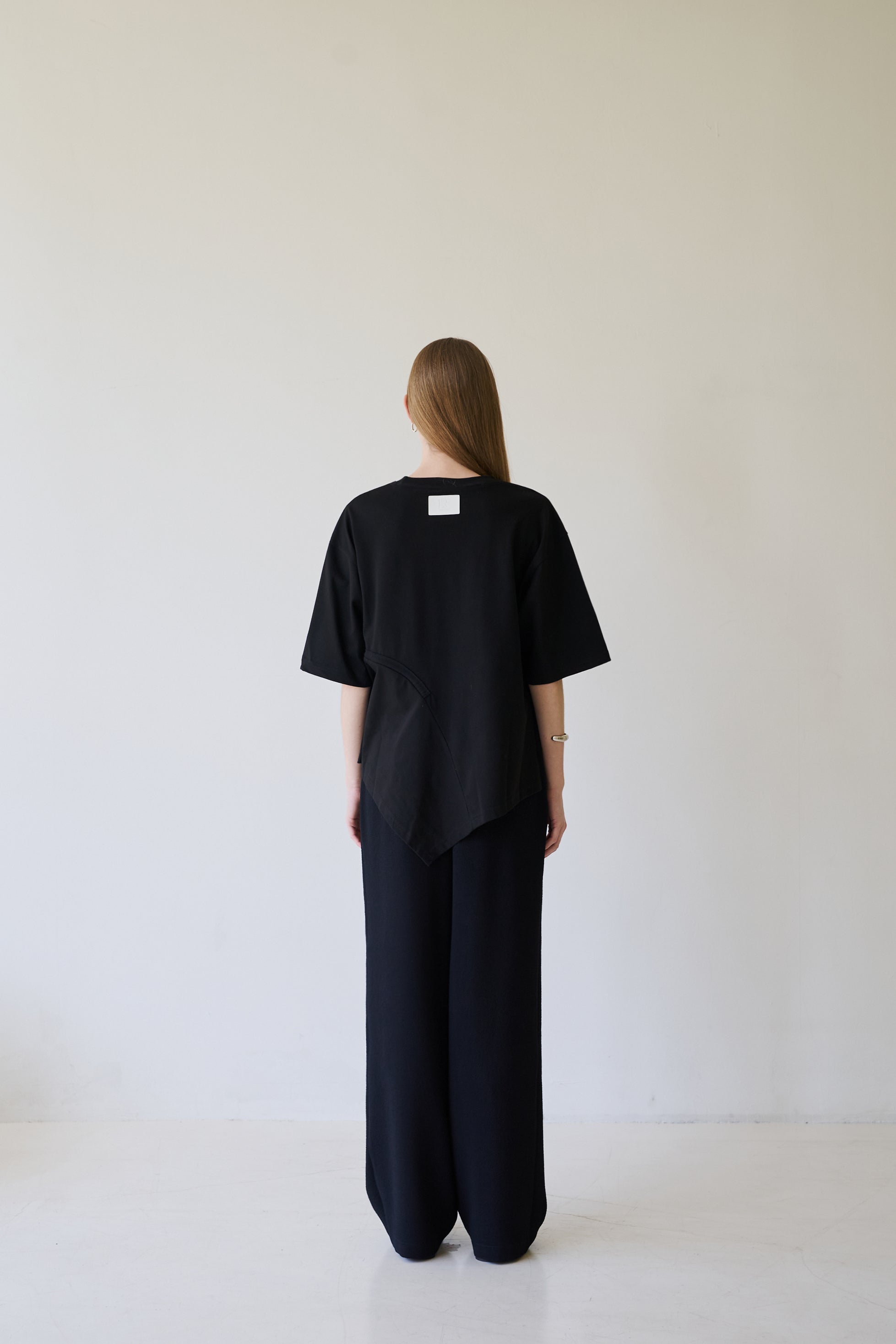 UNBALANCE DRAWSTIRING T-SHIRT_BLACK