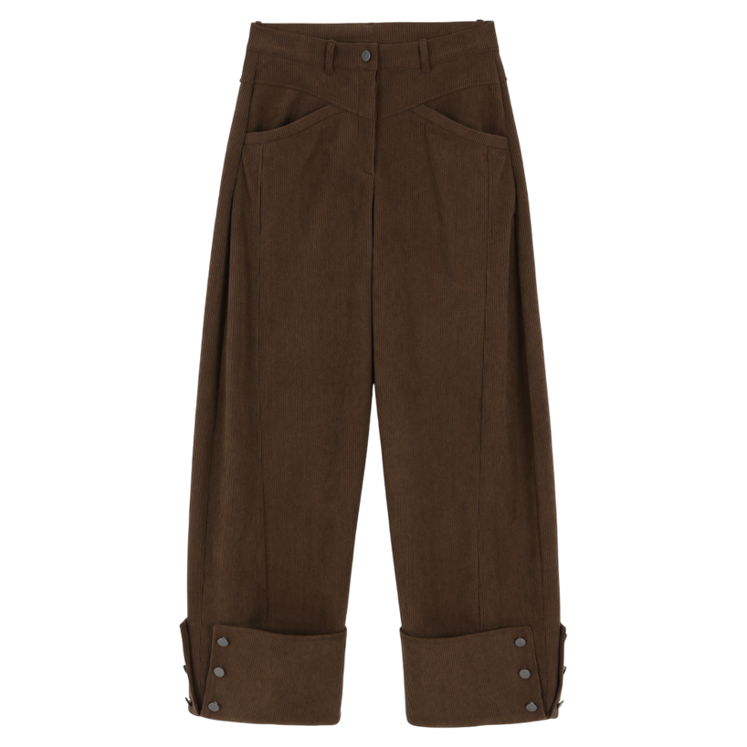 CORDUROY CURVED PANTS_BROWN