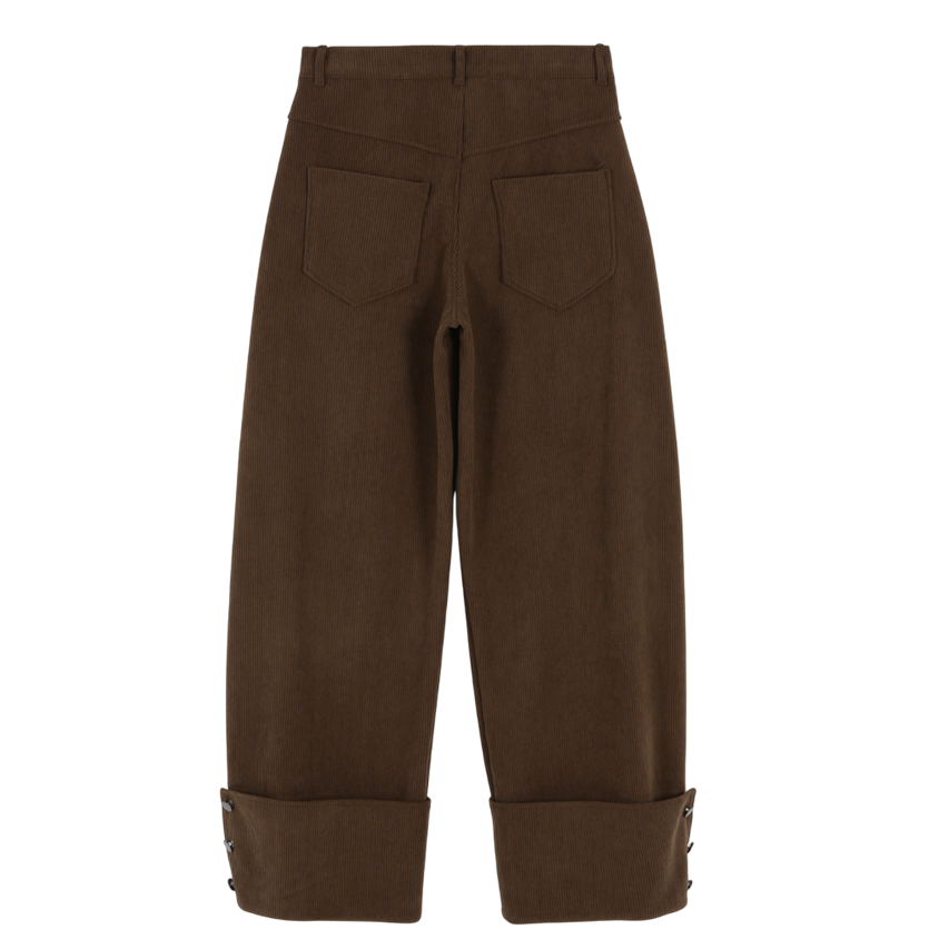 CORDUROY CURVED PANTS_BROWN