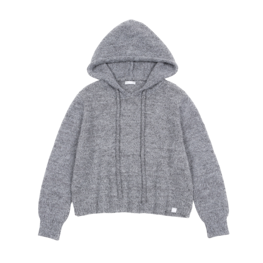 AS BASIC WOOL KNIT HOODY_CHARCOAL