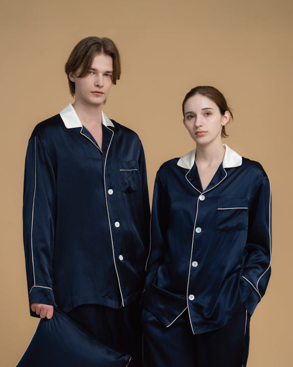 NAUTICAL DREAM SILK PAJAMAS_NAVY