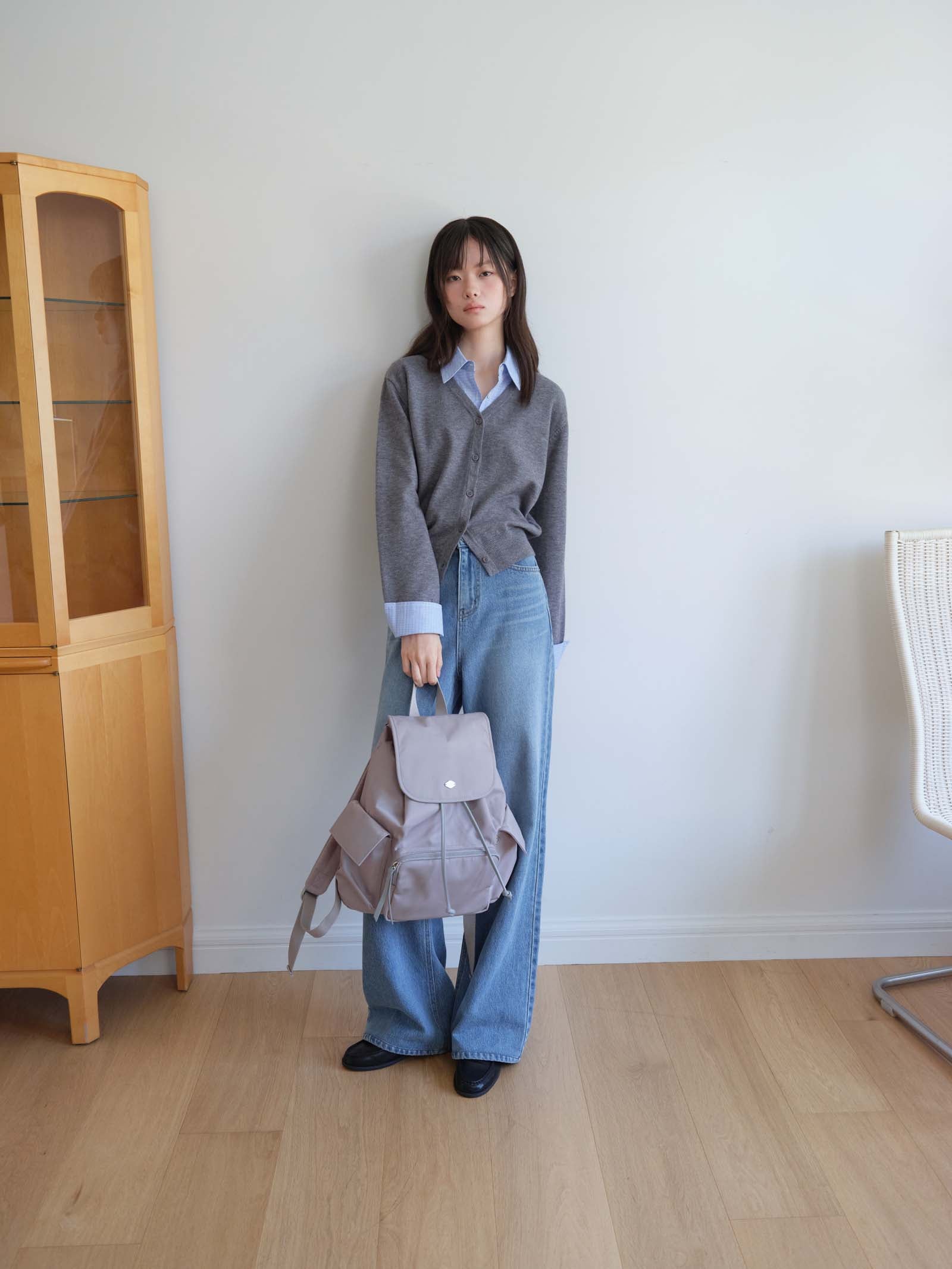 POCKET NYLON BACKPACK_LIGHT GREY