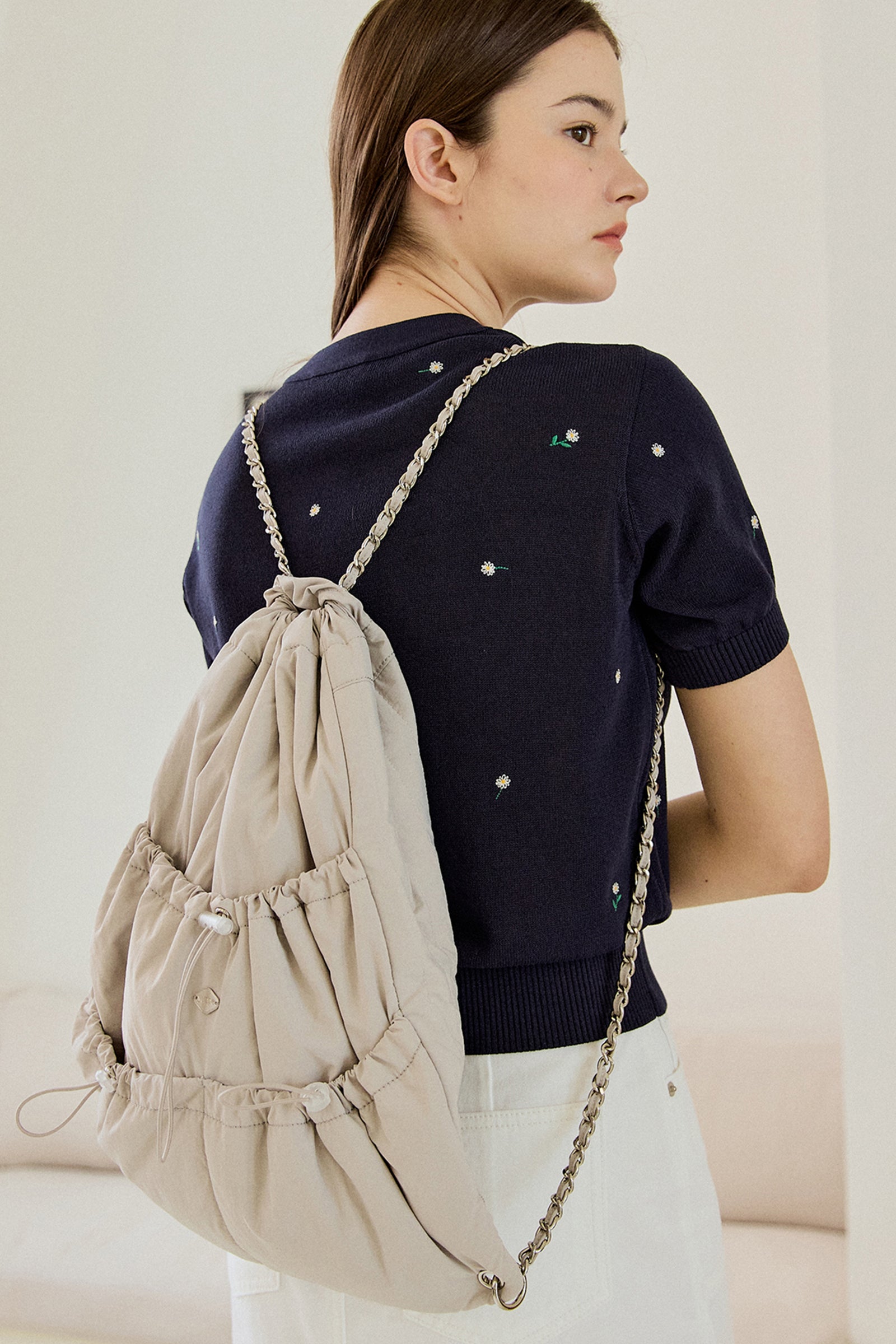 RIBBON CHAIN BACKPACK_GREY