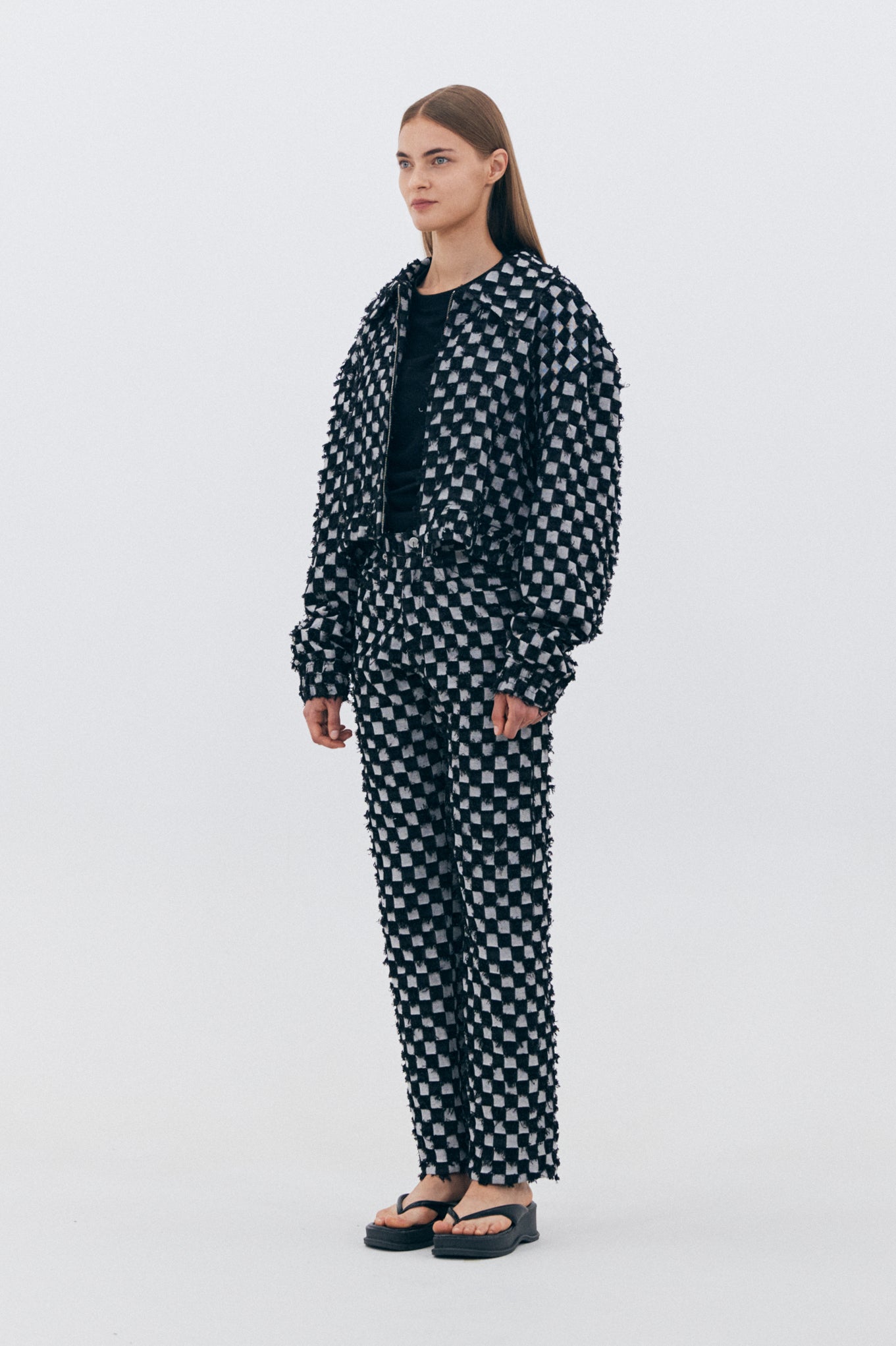 BLOCK DENIM SHORT JACKET_BLACK