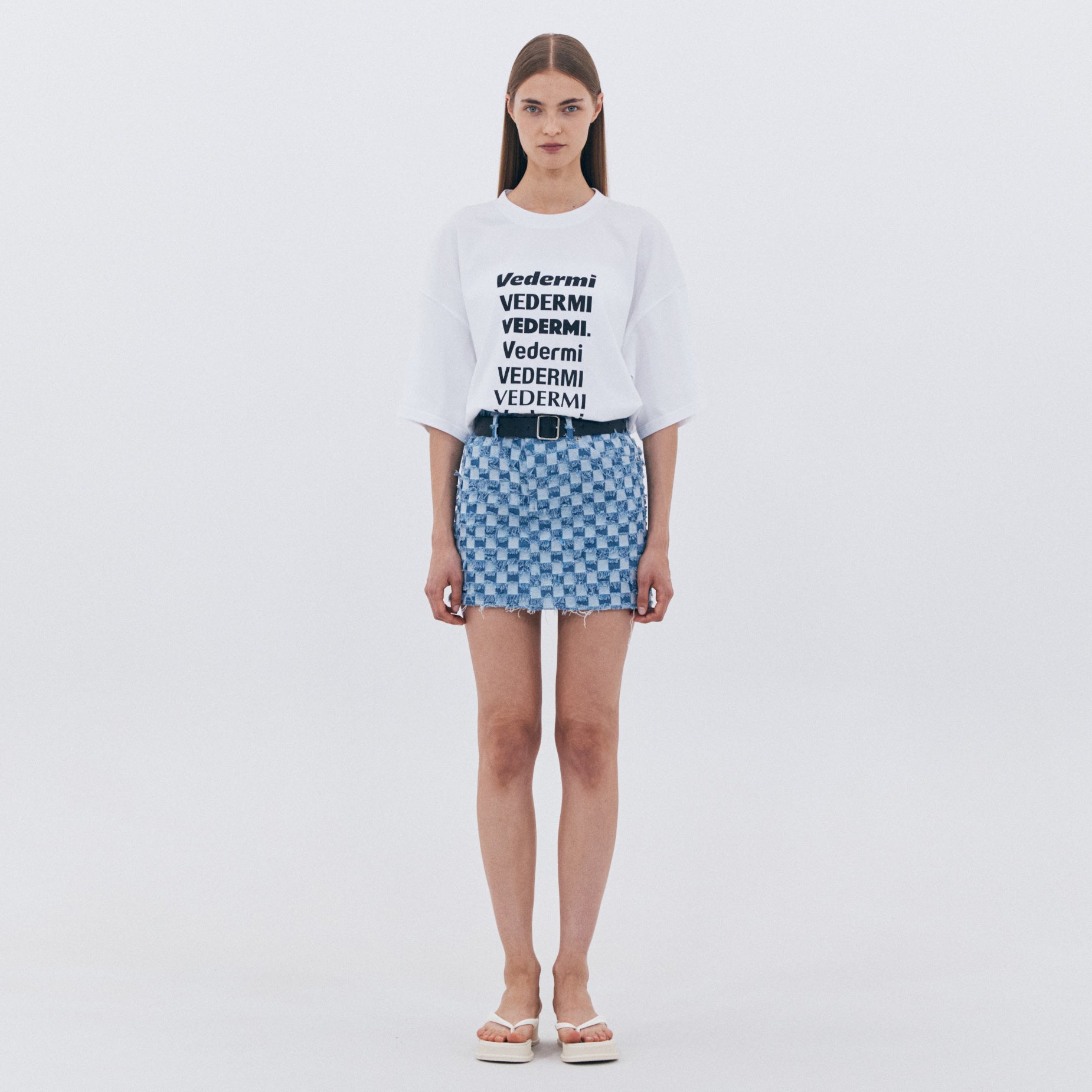 BLOCK DENIM MINI SKIRT_BLUE