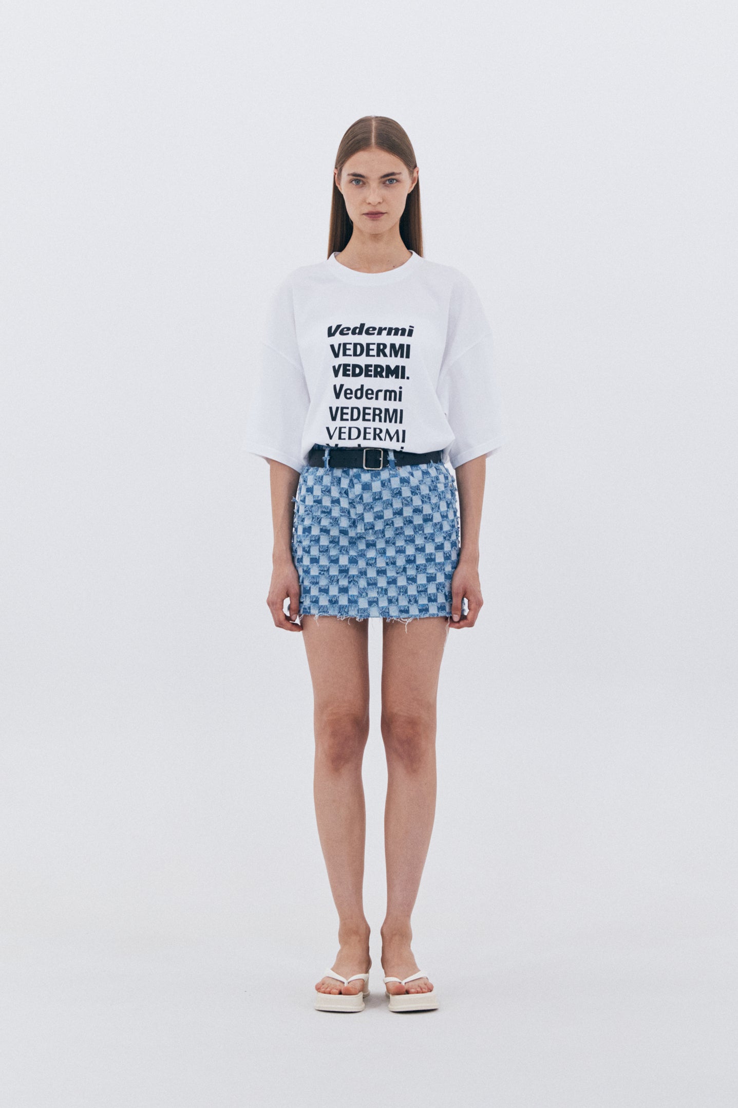 BLOCK DENIM MINI SKIRT_BLUE