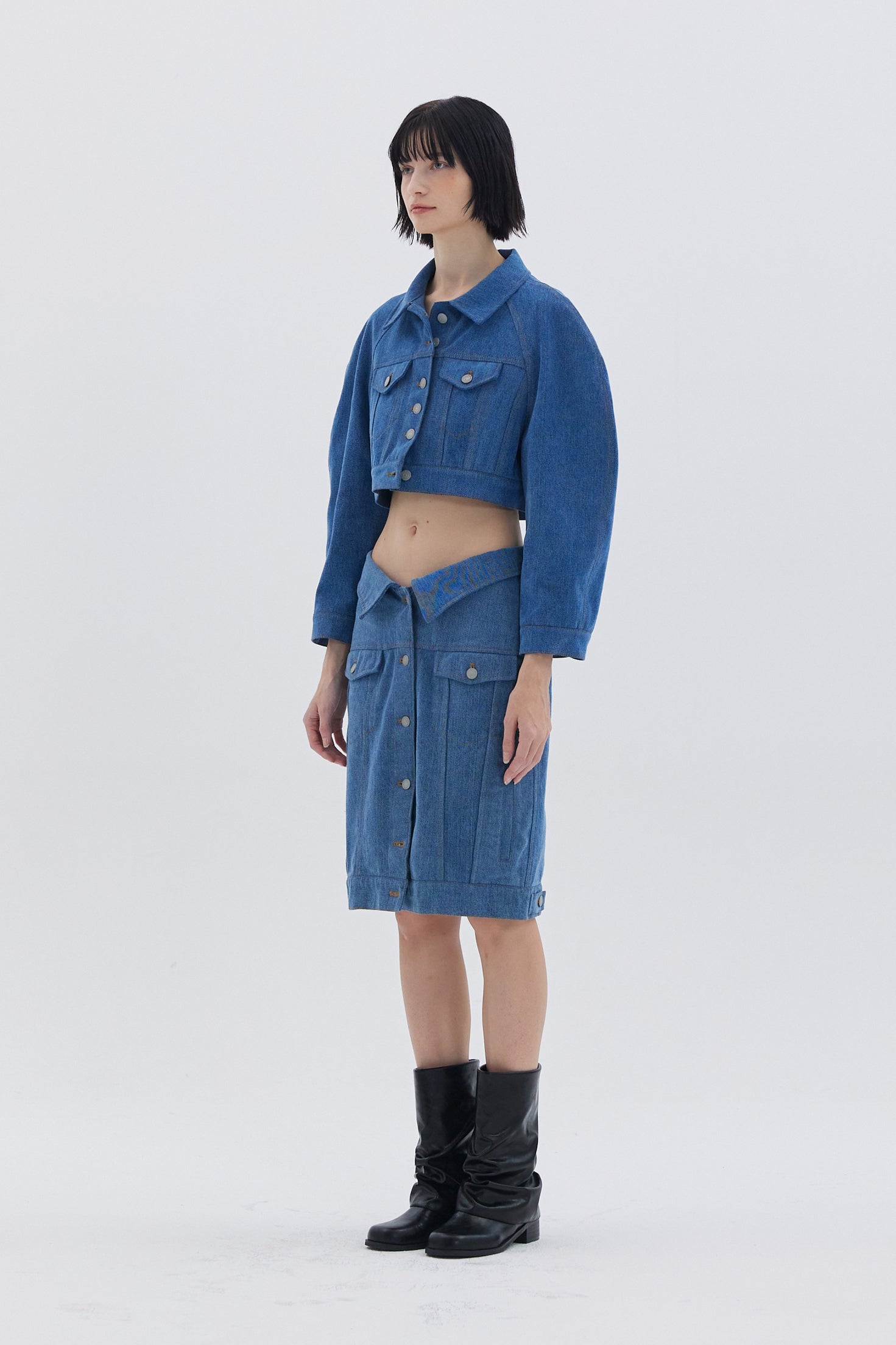 RAGLAN SHORT DENIM JACKET_BLUE