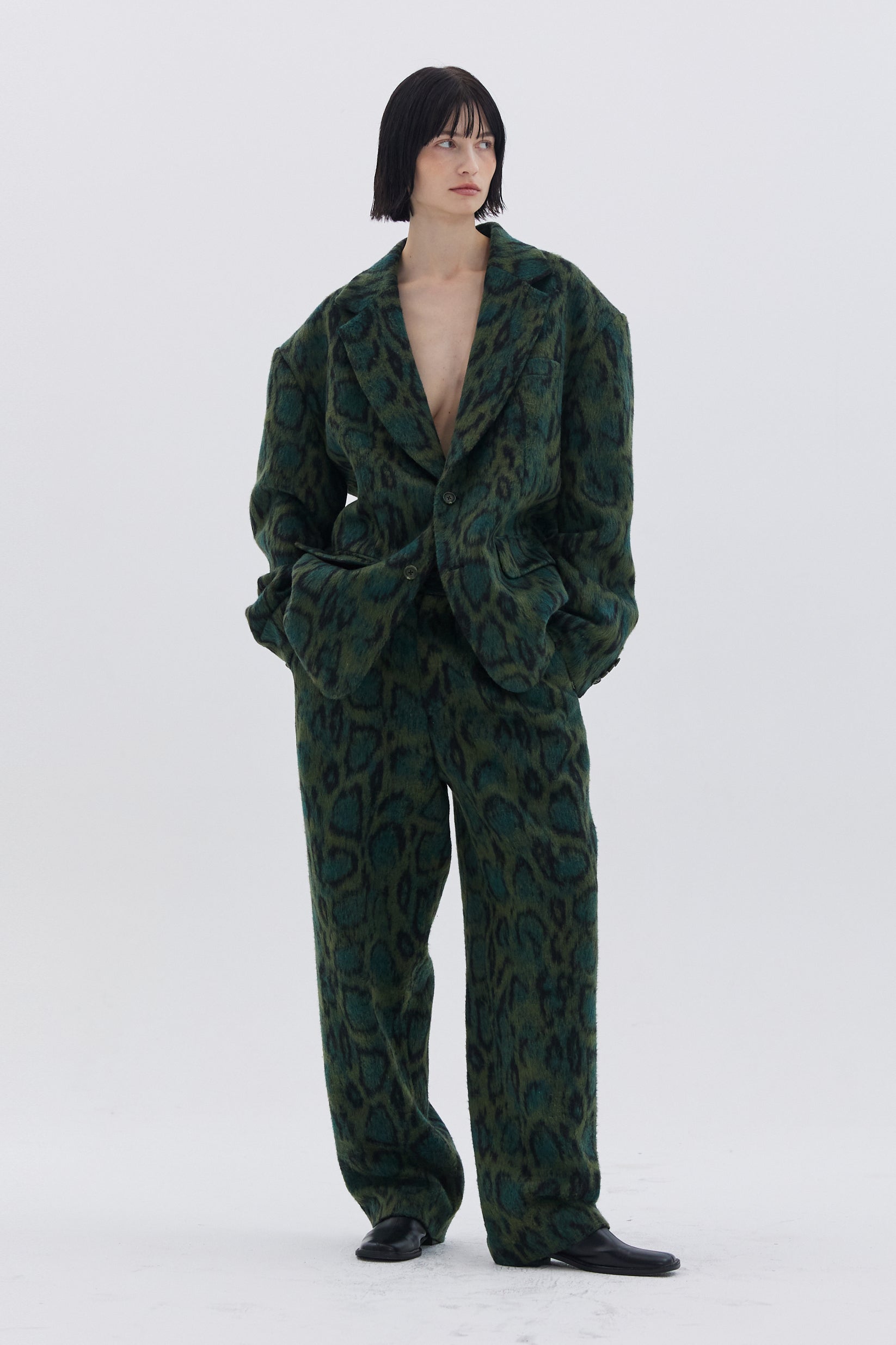 LEOPARD OVER BLAZER_GREEN