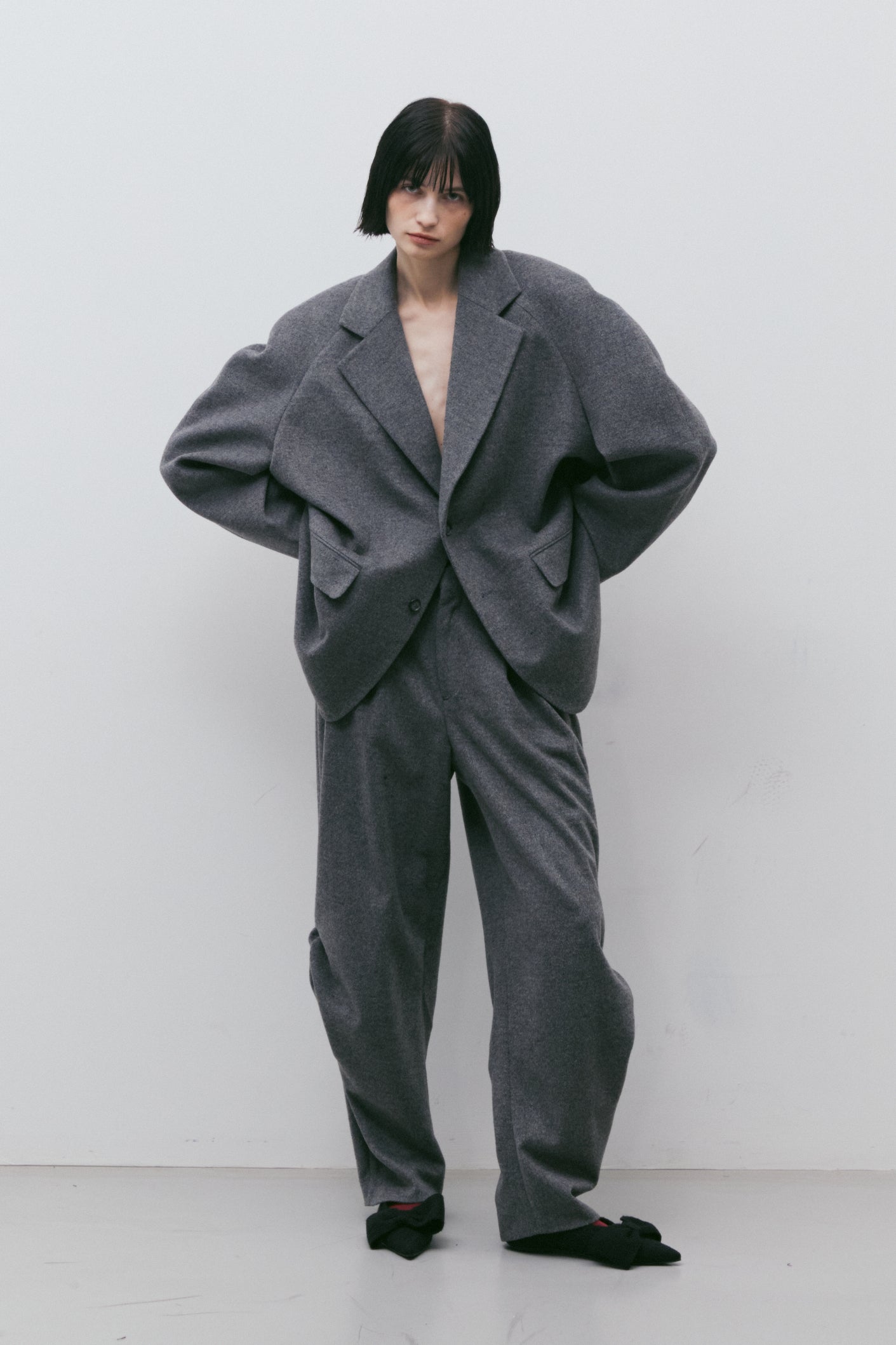 RAGLAN OVER WOOL BLAZER_GREY