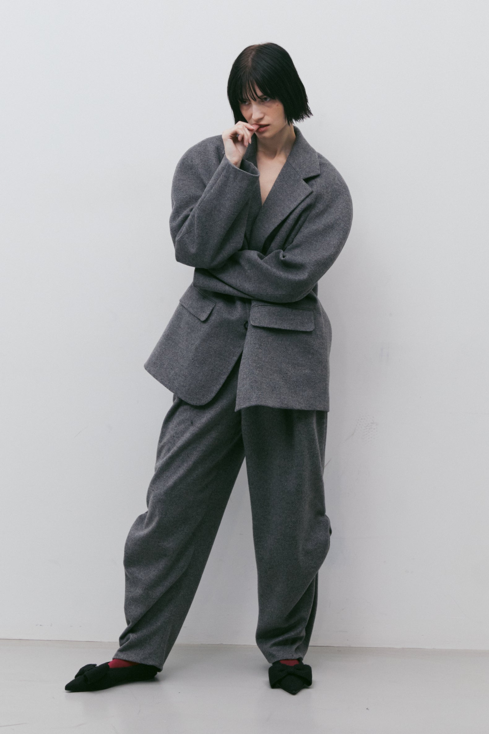 RAGLAN OVER WOOL BLAZER_GREY