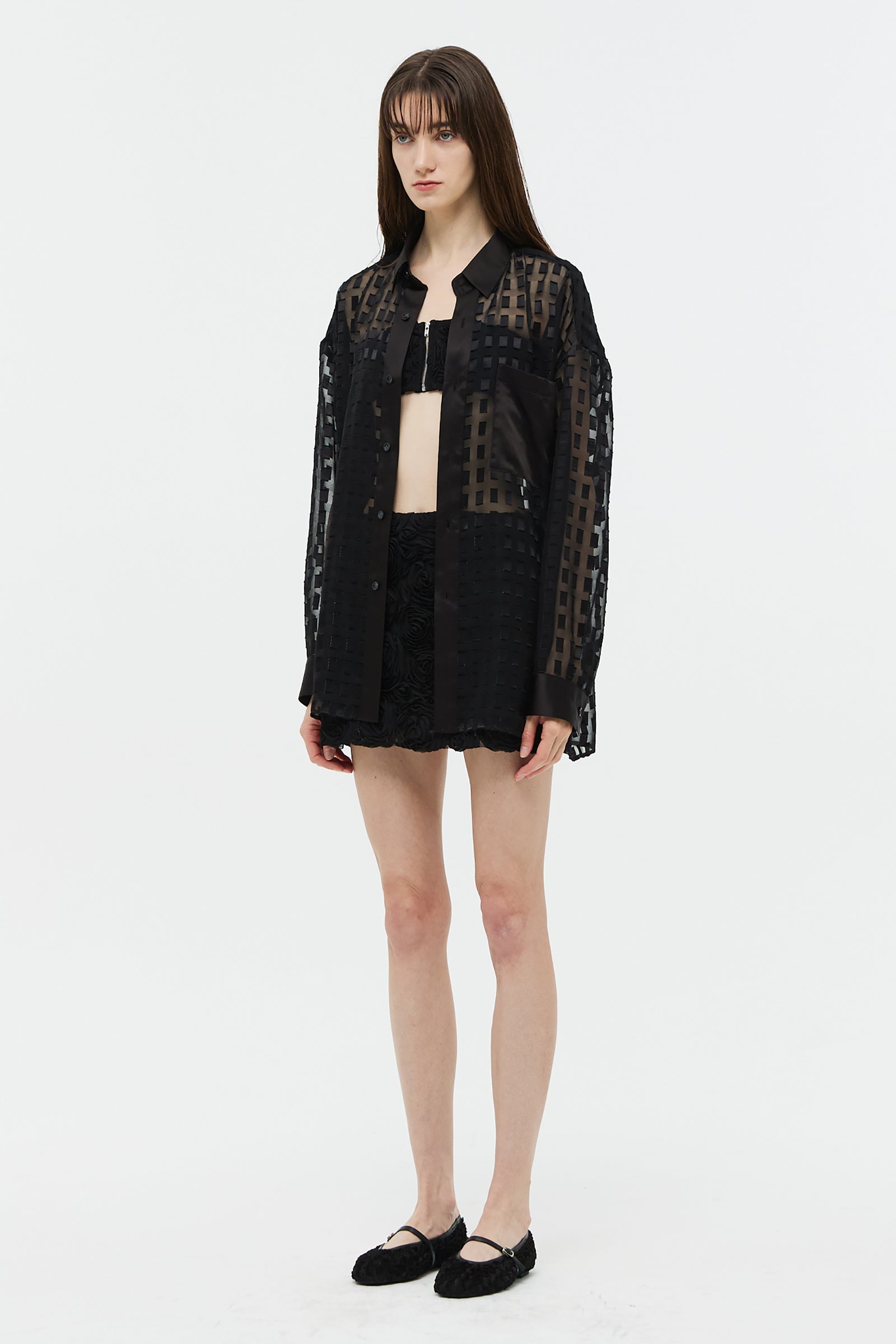ORGANZA SQUARE BLOUSE_BLACK