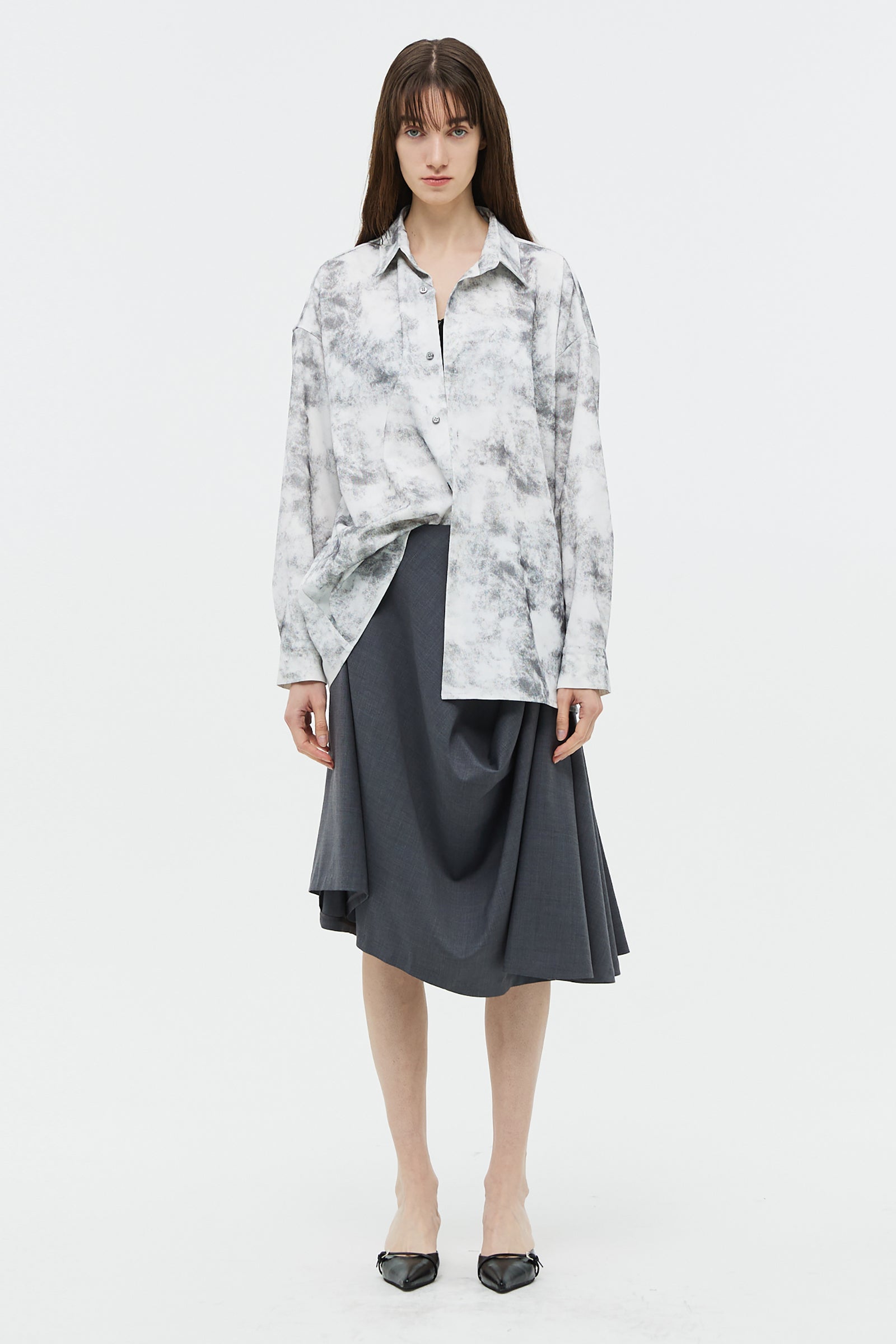 GREY DRAPING SKIRT_GRAY