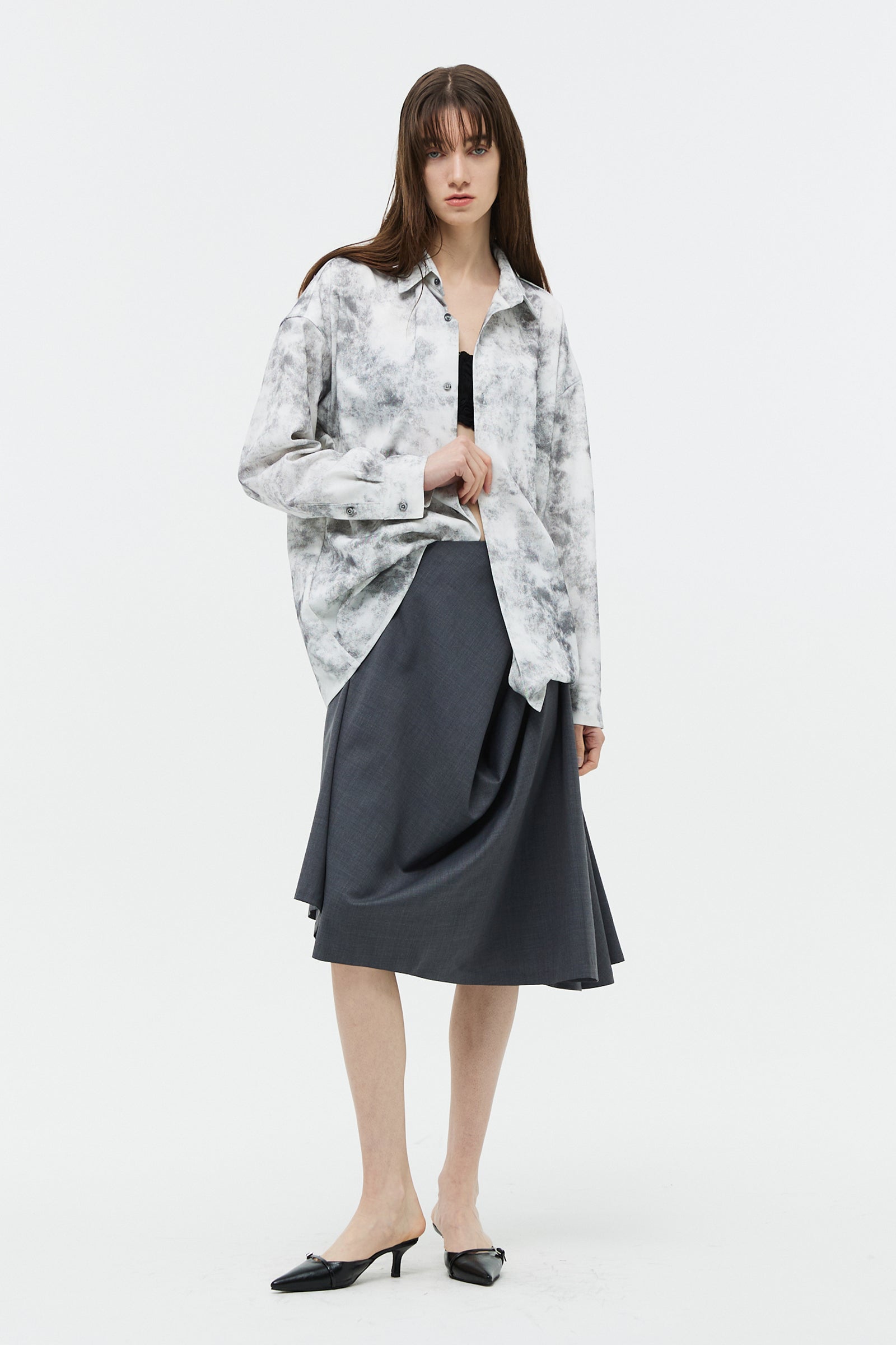 GREY DRAPING SKIRT_GRAY