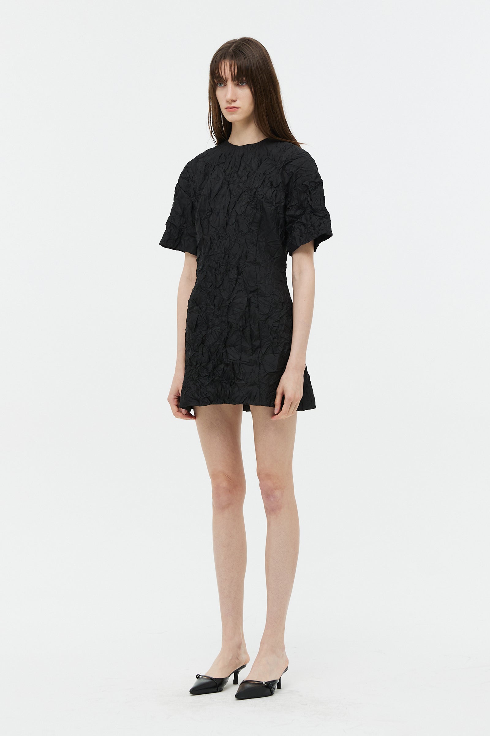 CREASE MINI DRESS_BLACK