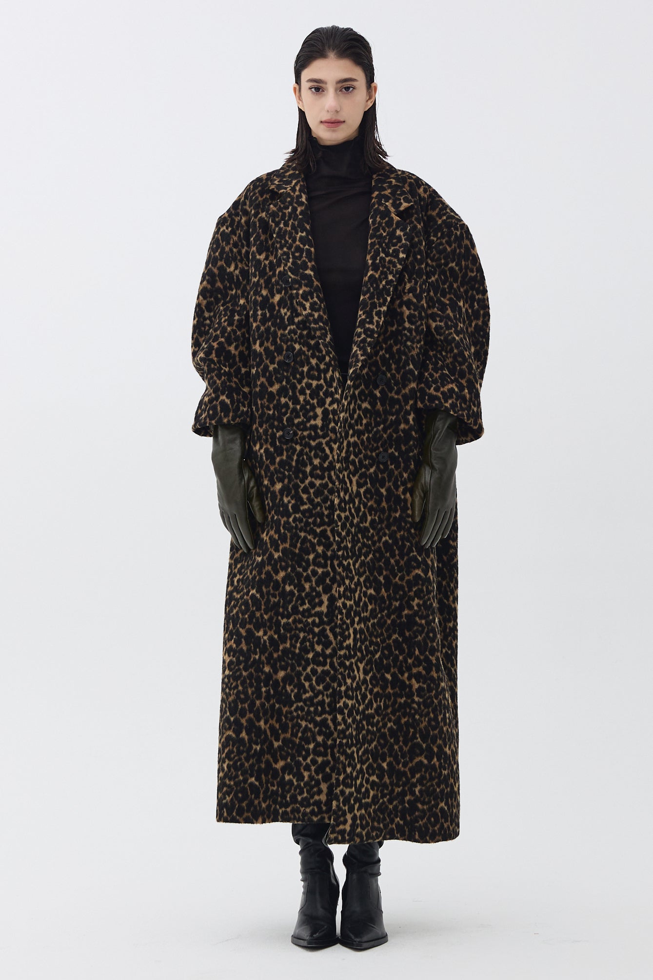 NOTCHED DOUBLE OVERSIZE LONG COAT_LEOPARD