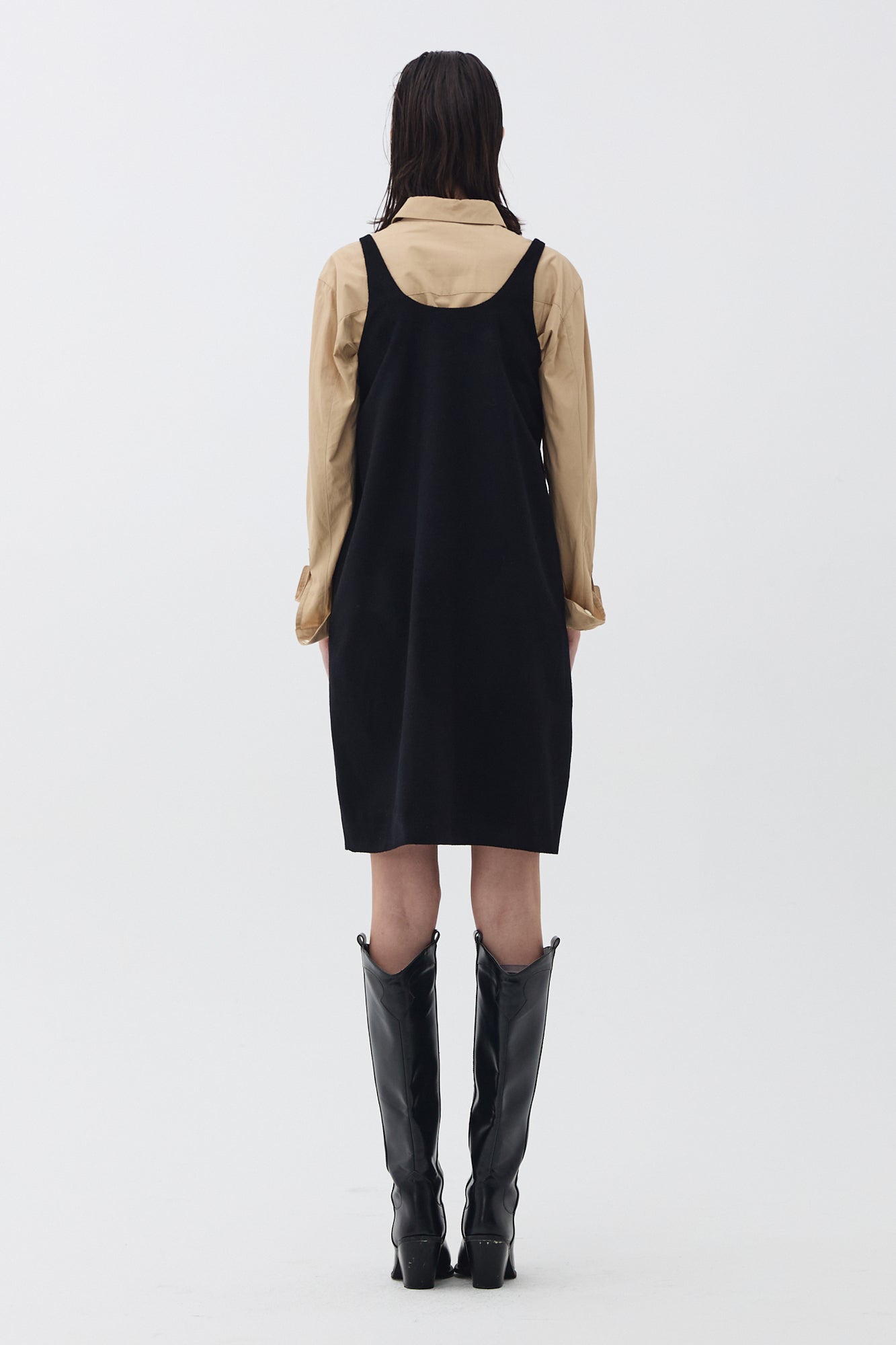 ARC-DETAIL WOOL DRESS_BLACK