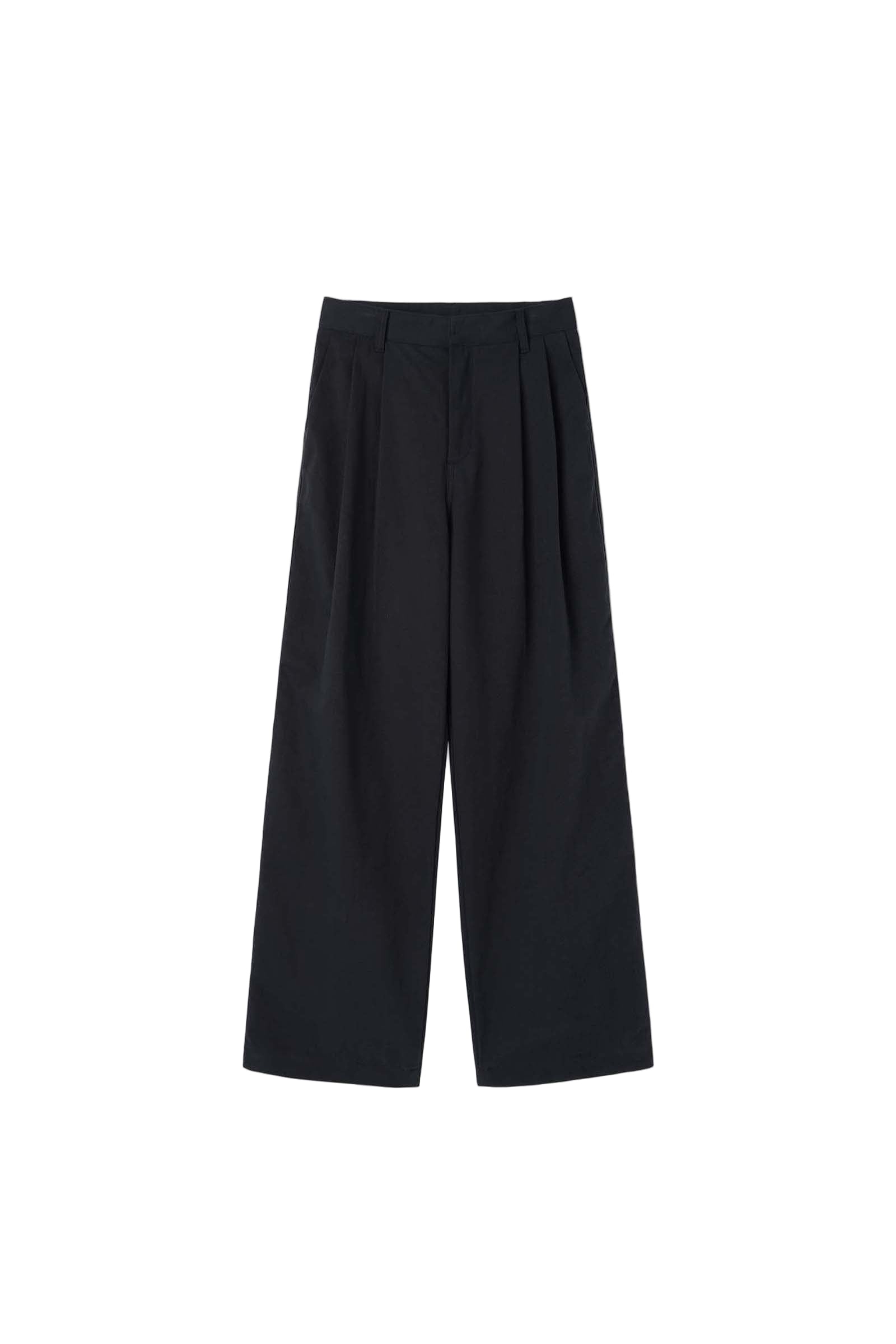 TUCKED COTTON PANTS_NAVY