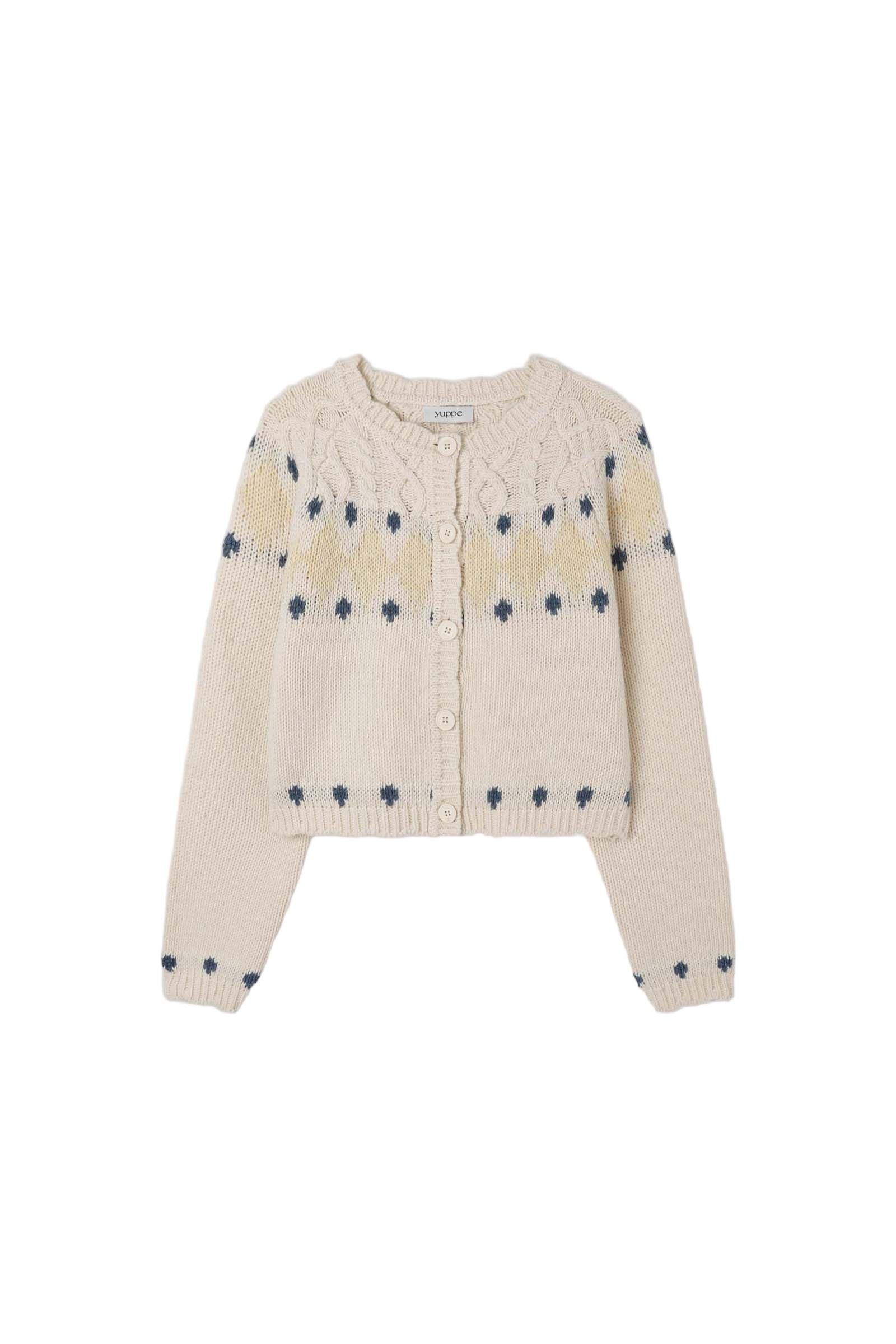 DIAMOND JACQUARD CARDIGAN_IVORY