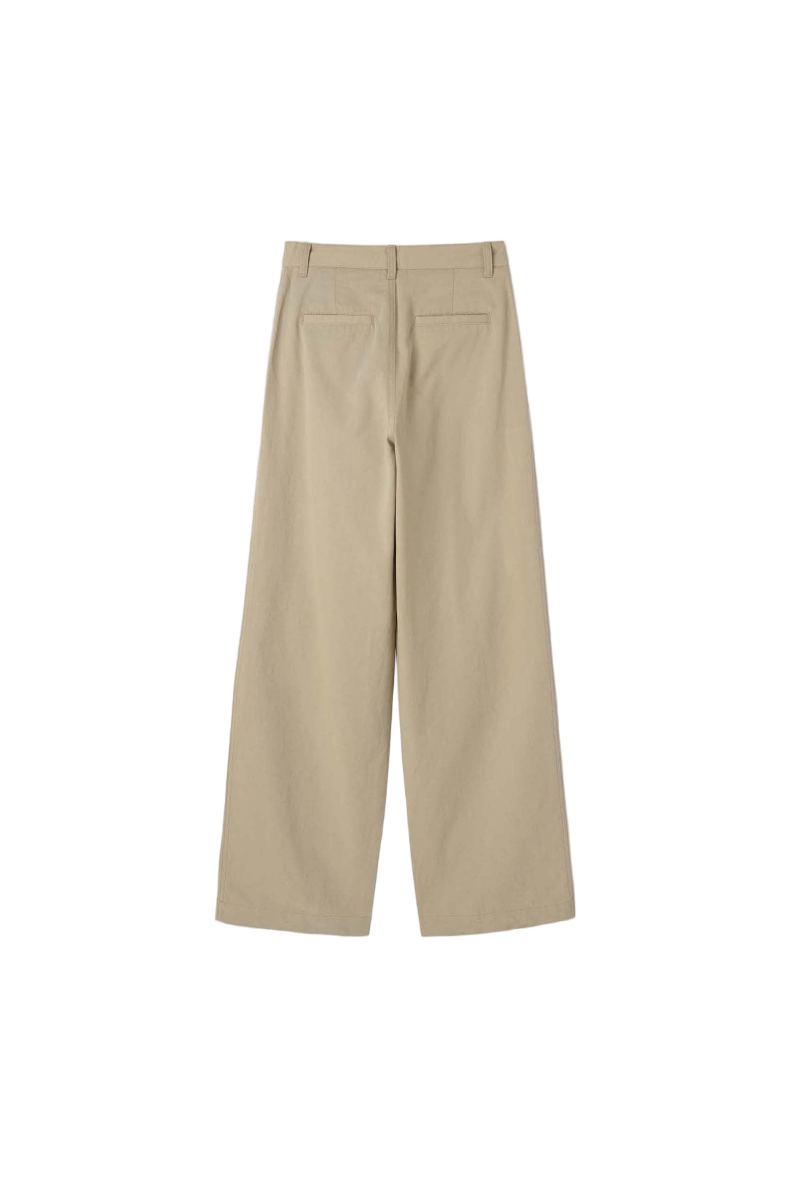 TUCKED COTTON PANTS_BEIGE