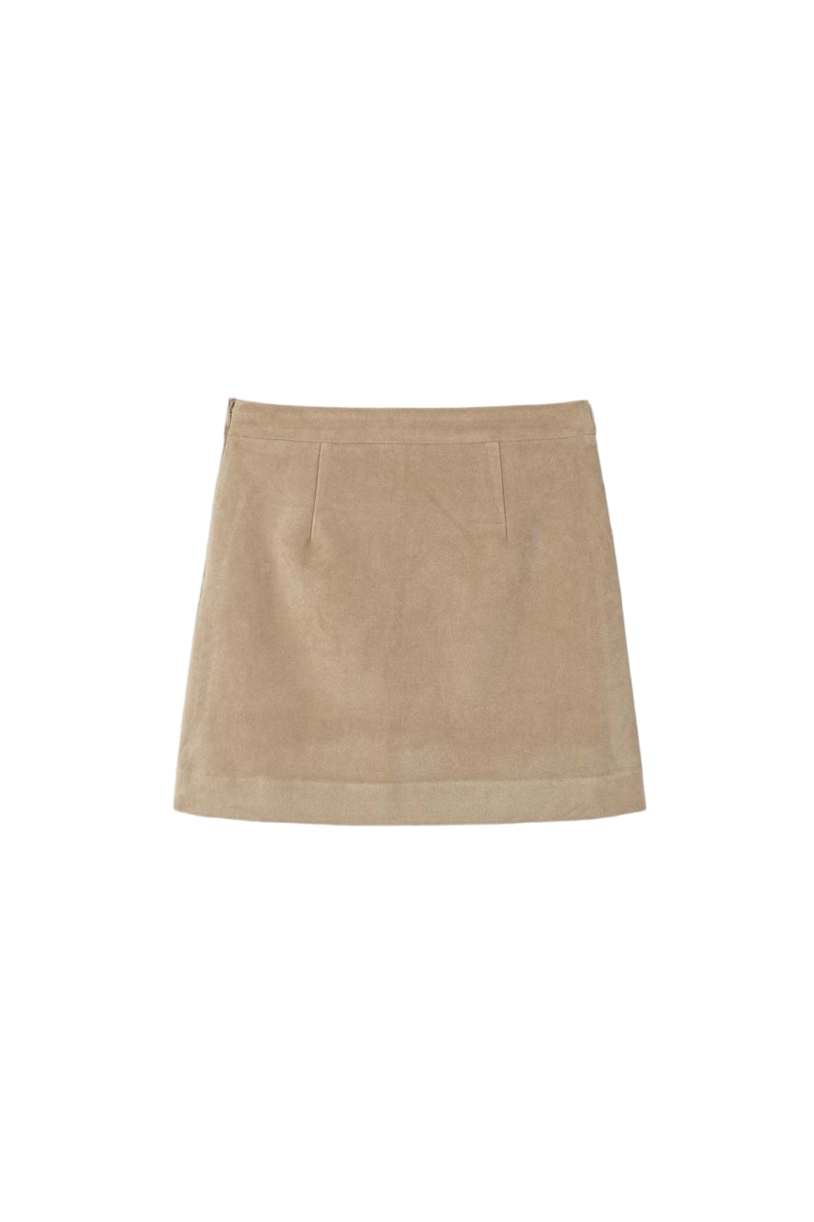 SUEDE POCKET SKIRT_BEIGE