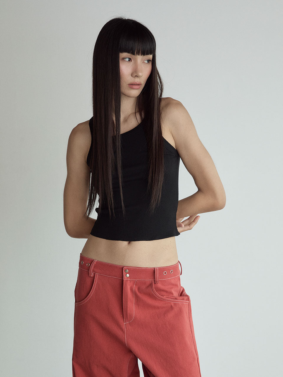 COTTON SLEEVELESS TOP_BLACK