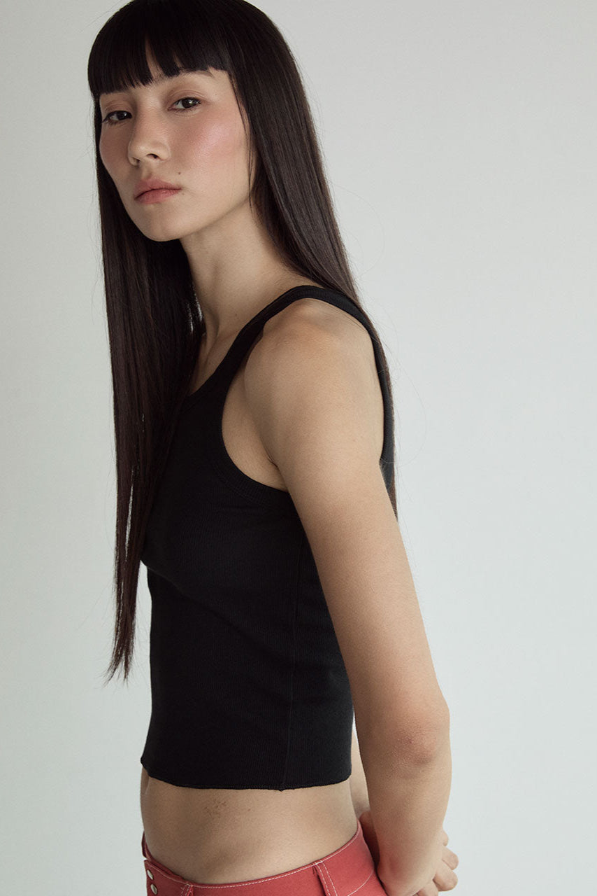 COTTON SLEEVELESS TOP_BLACK