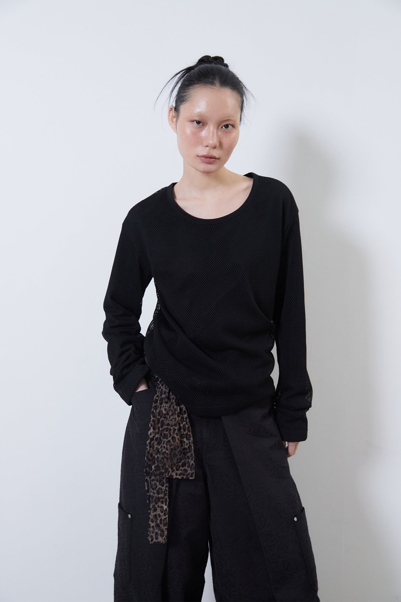 MESH LAYERED LONG SLEEVE_BLACK