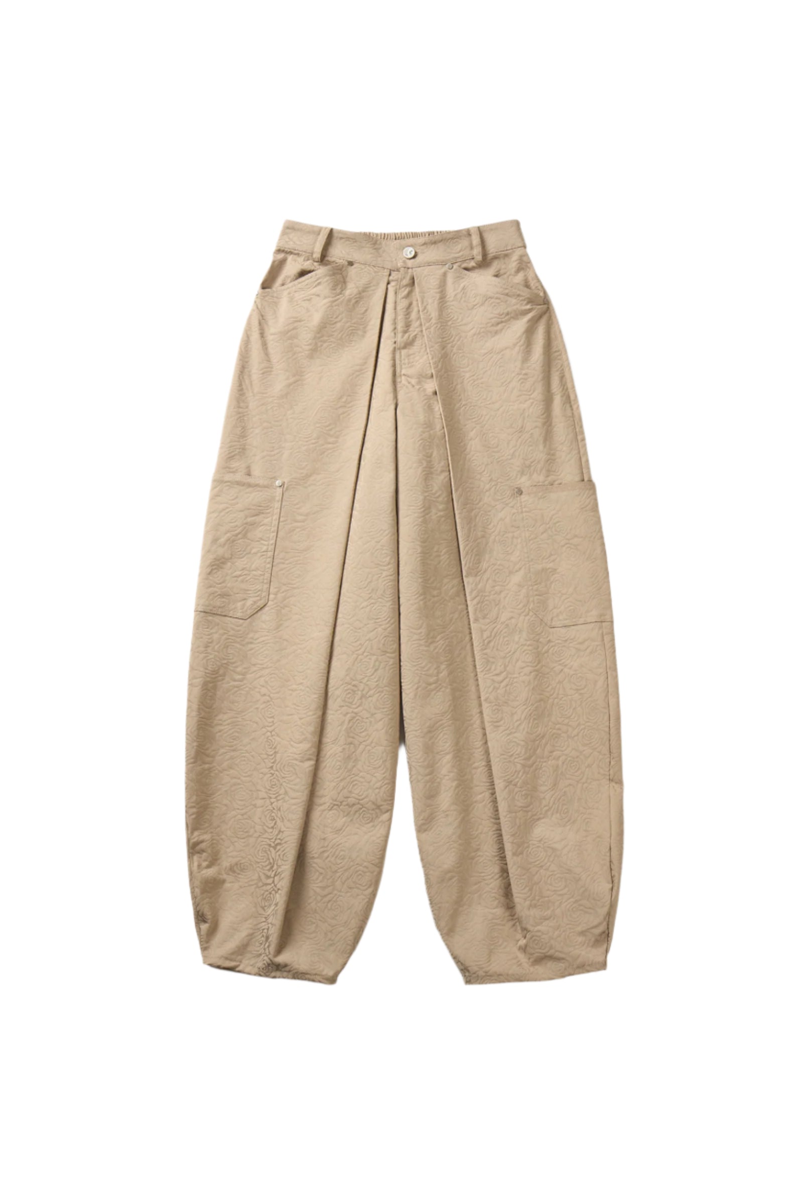 FLOWER JACQUARD BALLOON PANTS_BEIGE