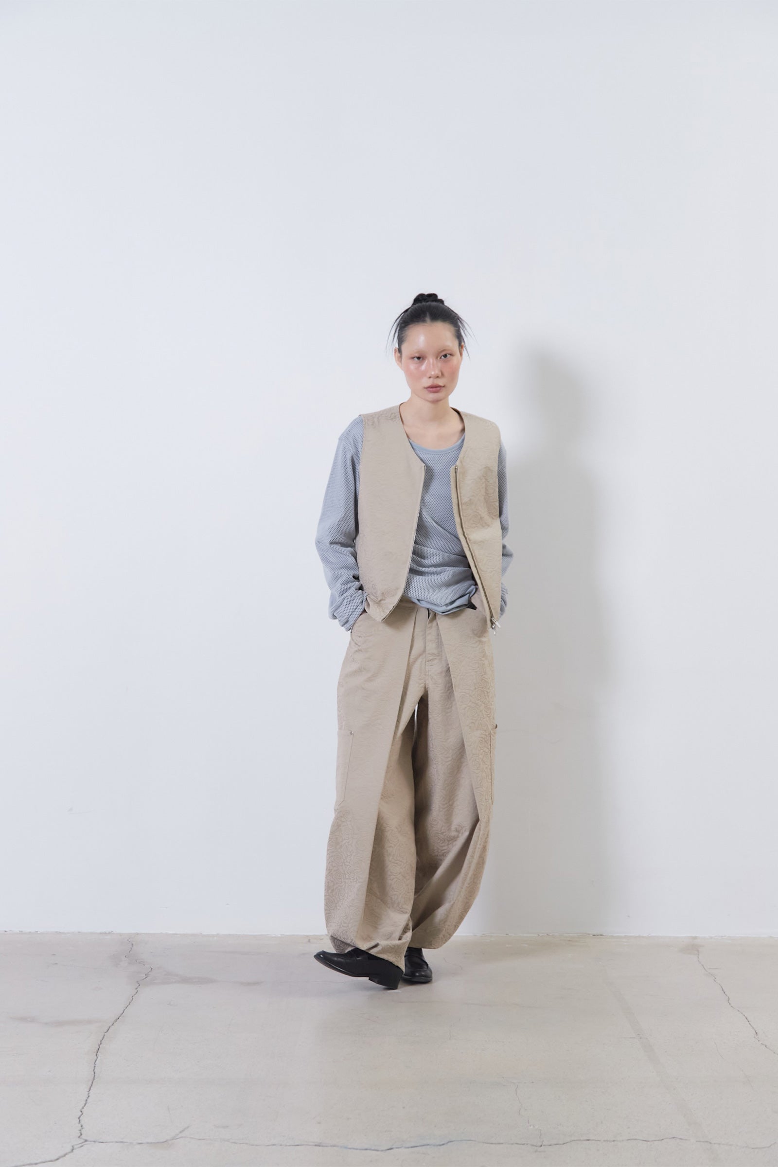 FLOWER JACQUARD BALLOON PANTS_BEIGE