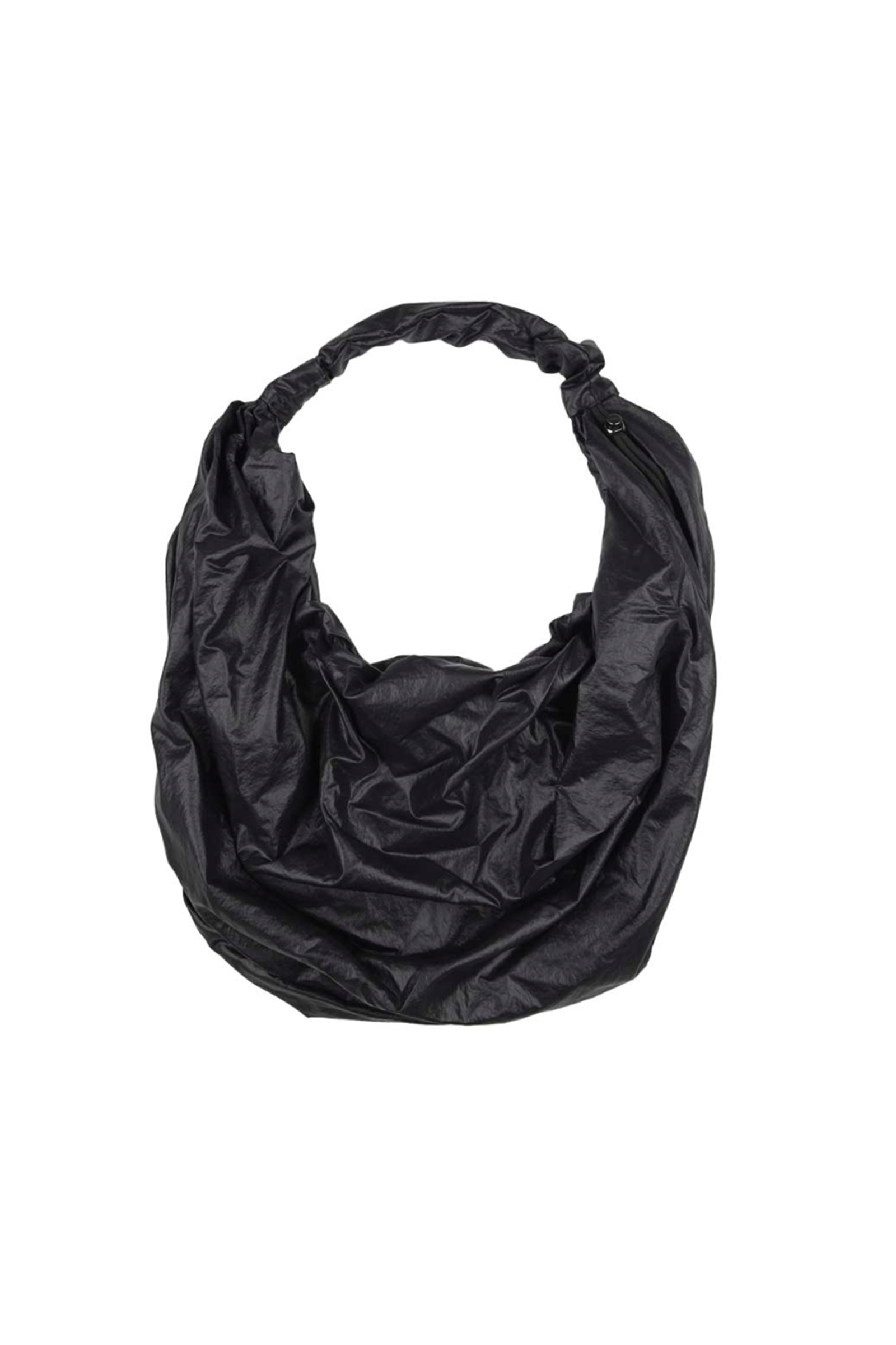 GLOSSY MID TANGLE TWIST BAG_BLACK